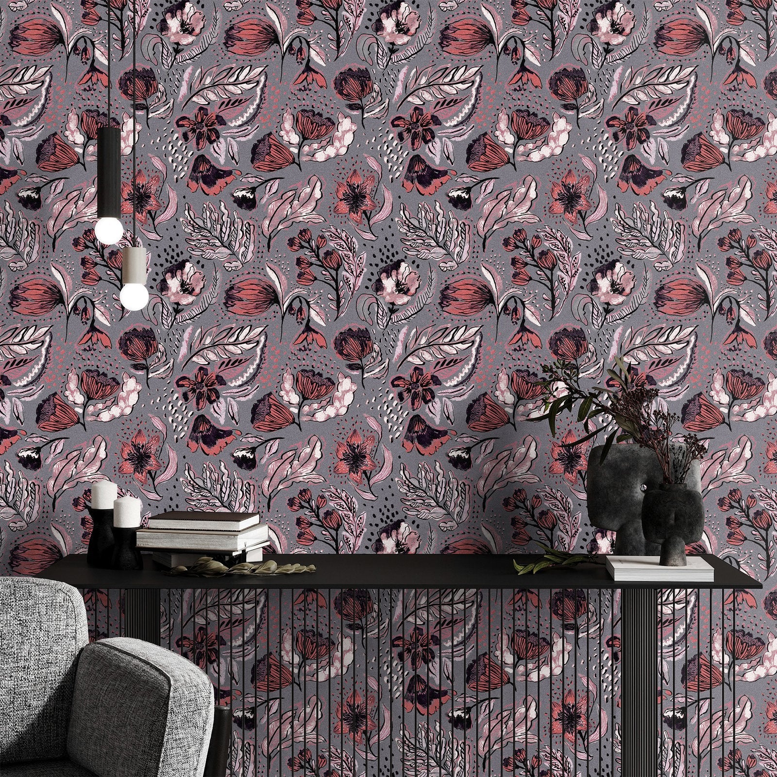 Wild Garden wallpaper in pink color - pattern number GH81331-23 - by Galerie in the Pepper collection