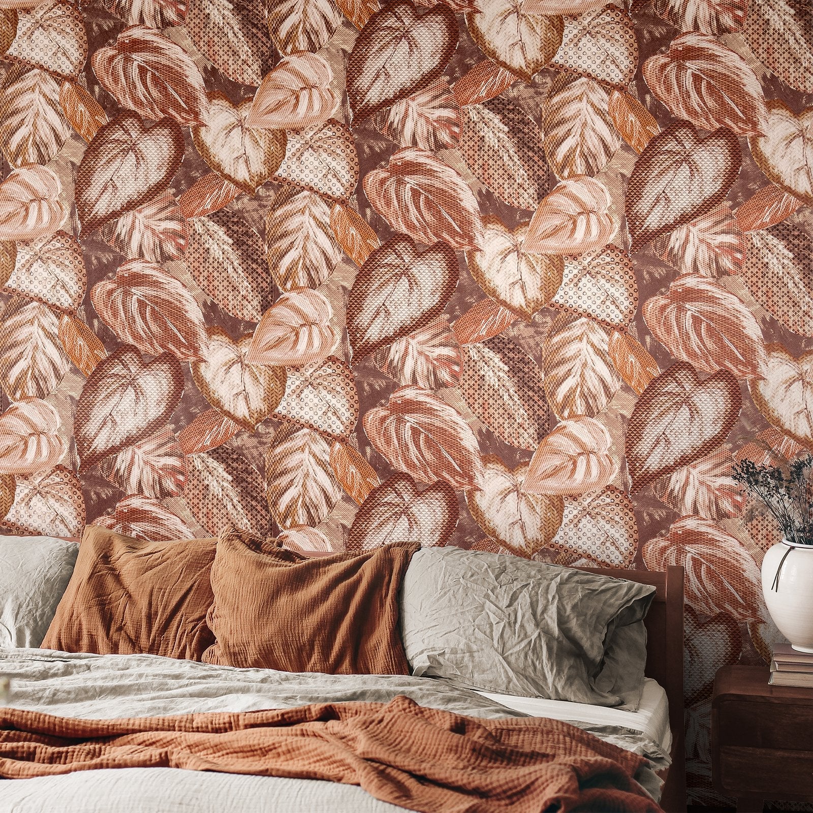 Ficus wallpaper in orange color - pattern number GH81346-23 - by Galerie in the Pepper collection