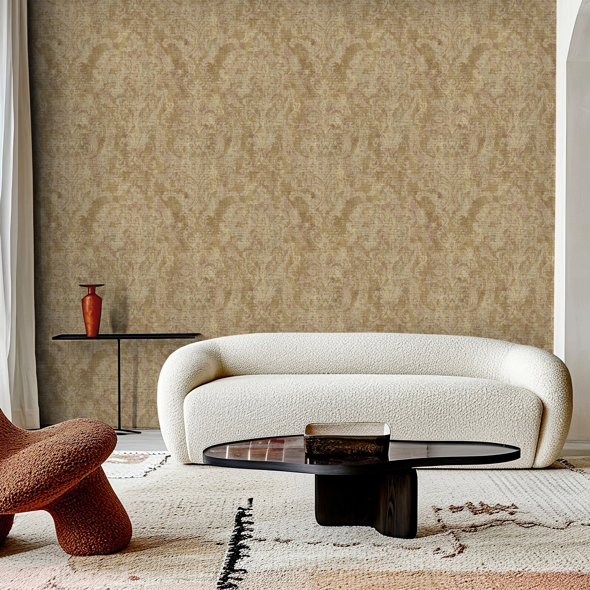 Damask Wallpaper in Gold color - pattern number 81423 - by Galerie in the Cerra collection