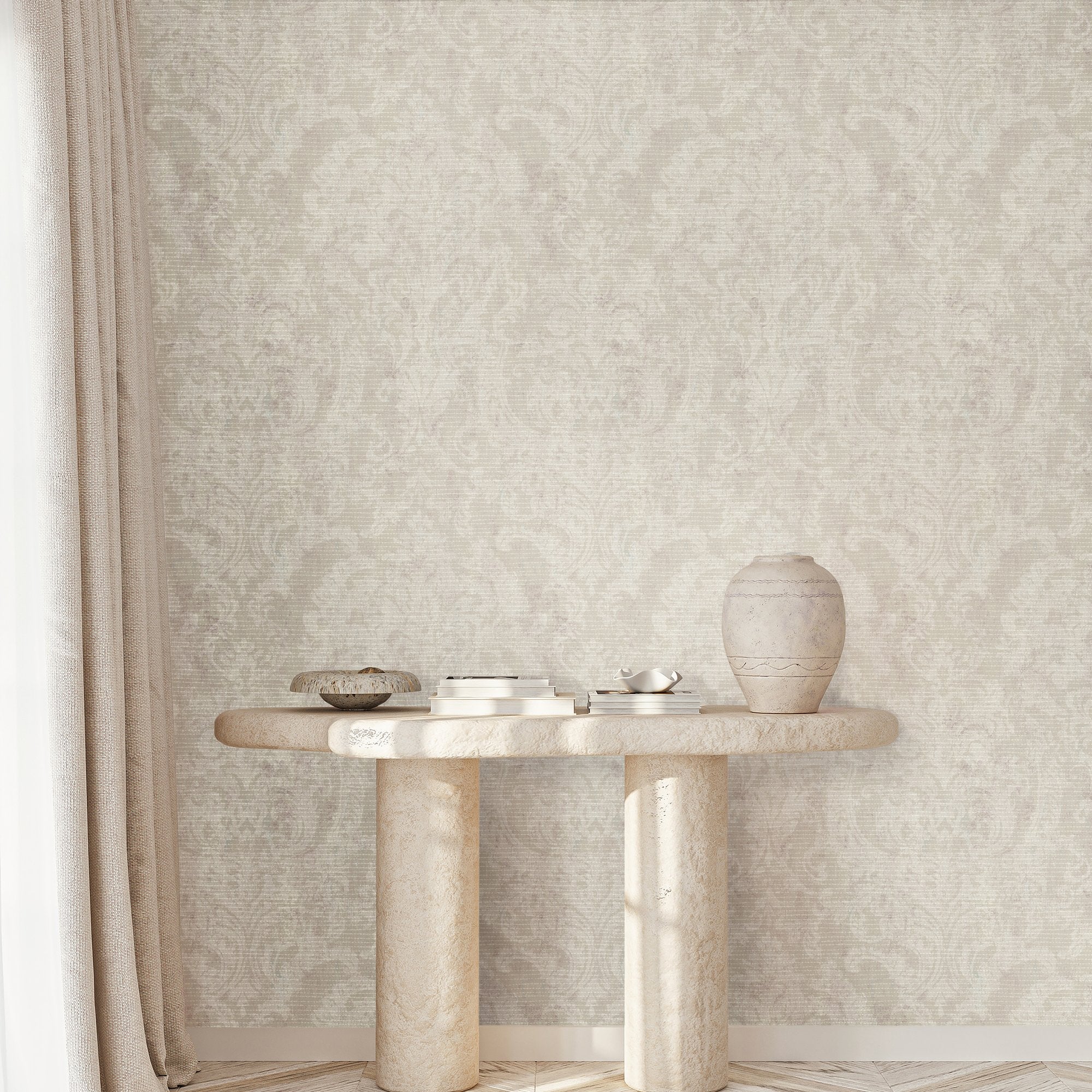 Damask Wallpaper in Cream color - pattern number 81428 - by Galerie in the Cerra collection
