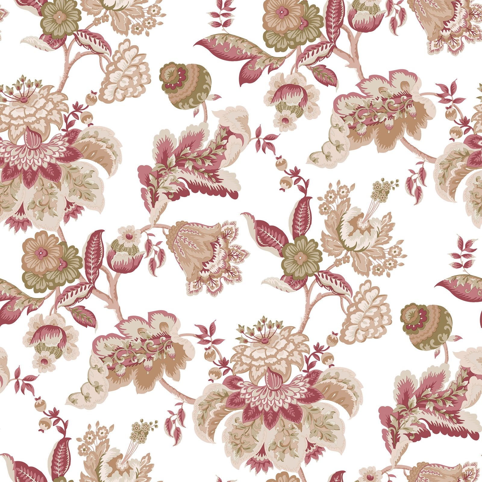 Jacobin Garden Wallpaper in Red color - pattern number 8302 - by Galerie in the Blooming Garden collection