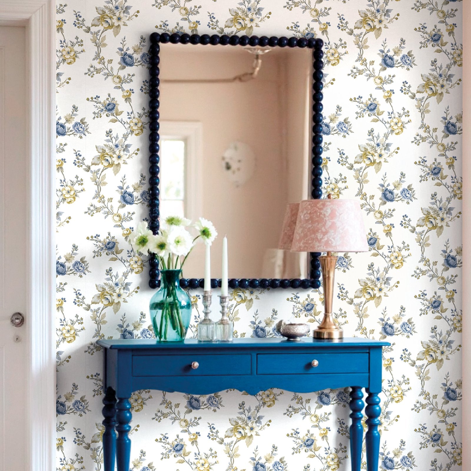 Soffio Garden Wallpaper in Blue color - pattern number 8327 - by Galerie in the Blooming Garden collection