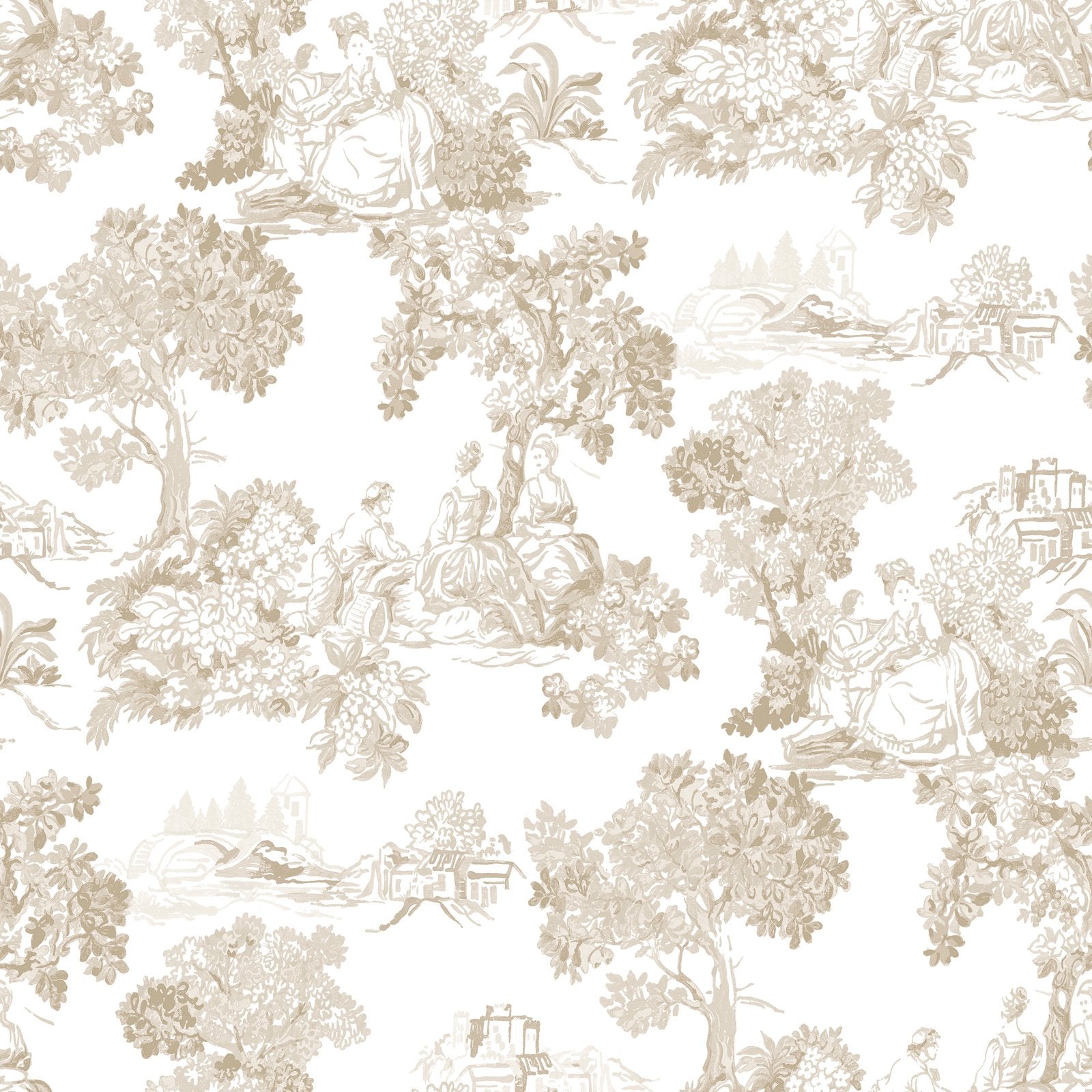 Toile Garden Wallpaper in Beige color - pattern number 8340 - by Galerie in the Blooming Garden collection