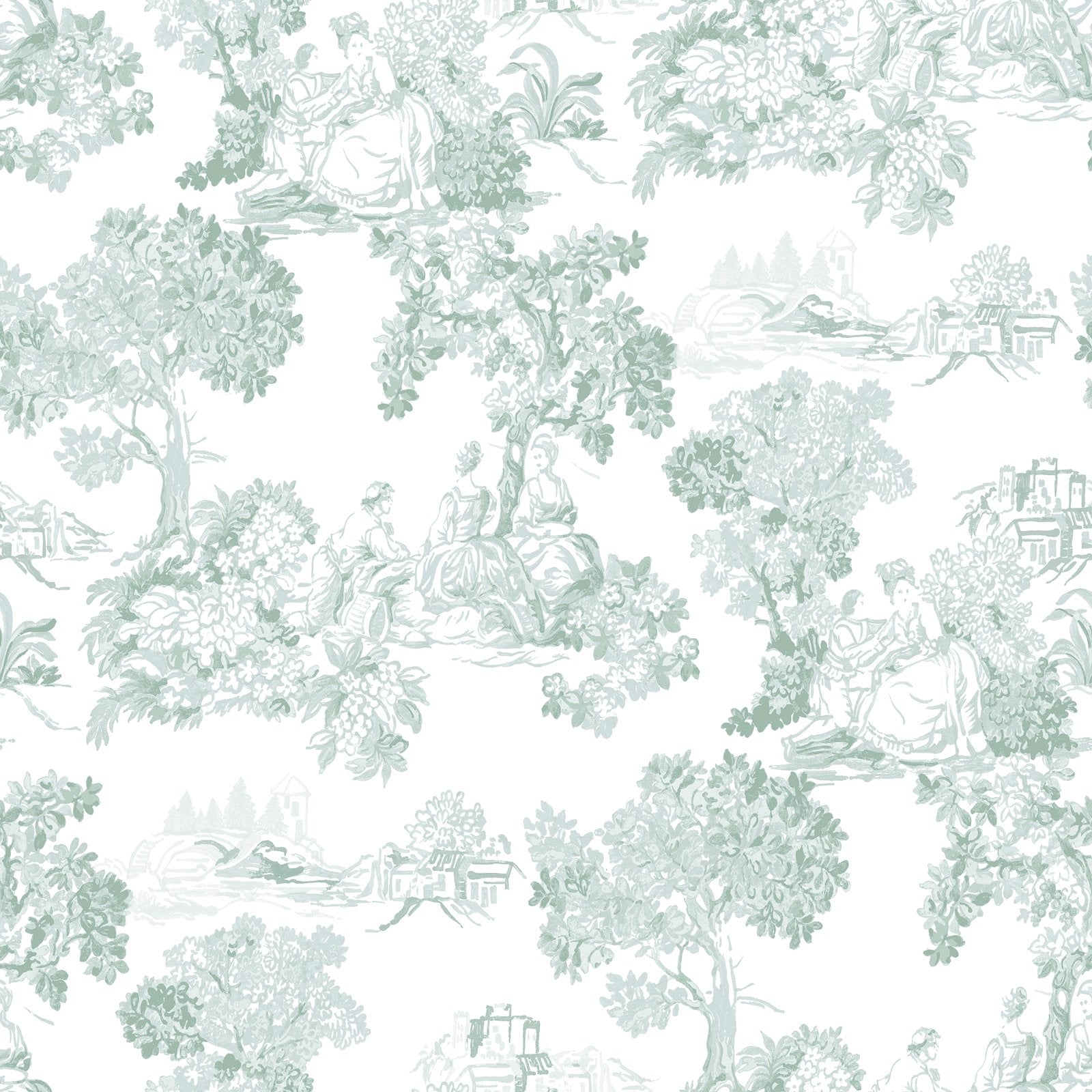 Toile Garden Wallpaper in Blue color - pattern number 8341 - by Galerie in the Blooming Garden collection