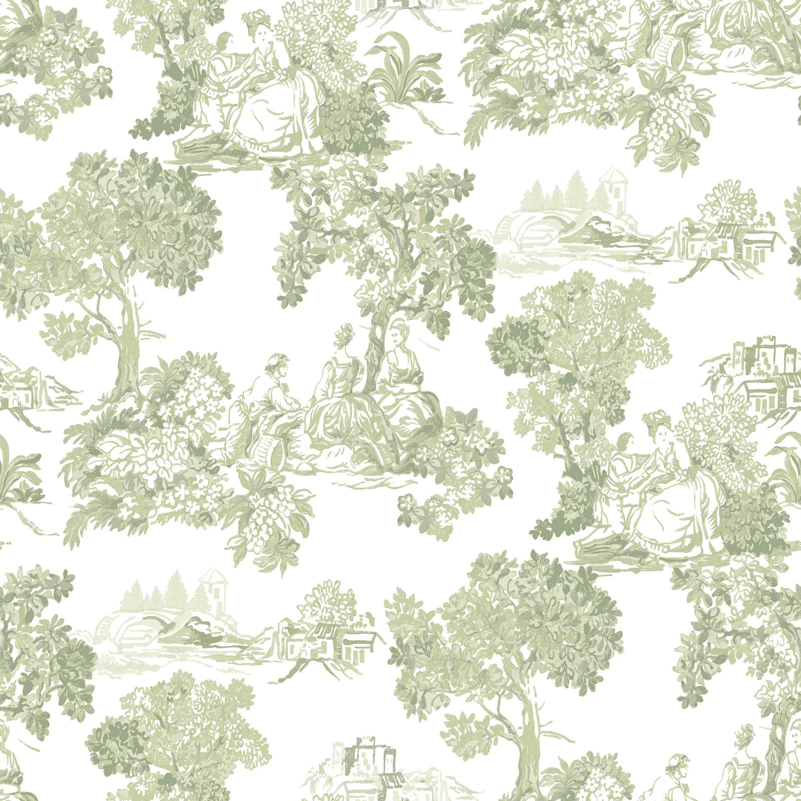 Toile Garden Wallpaper in Green color - pattern number 8344 - by Galerie in the Blooming Garden collection