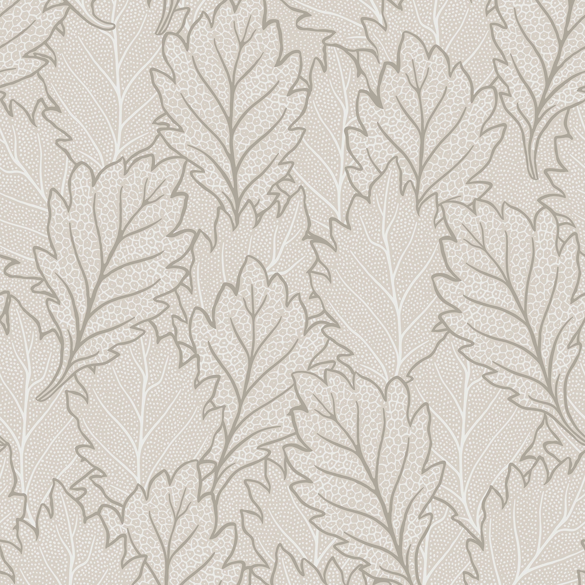 Quercus Leaves Wallpaper in beige color - pattern number 8421-ANT-AG1 - by Veer Decor in the Veer Decor 2025 Collection collection