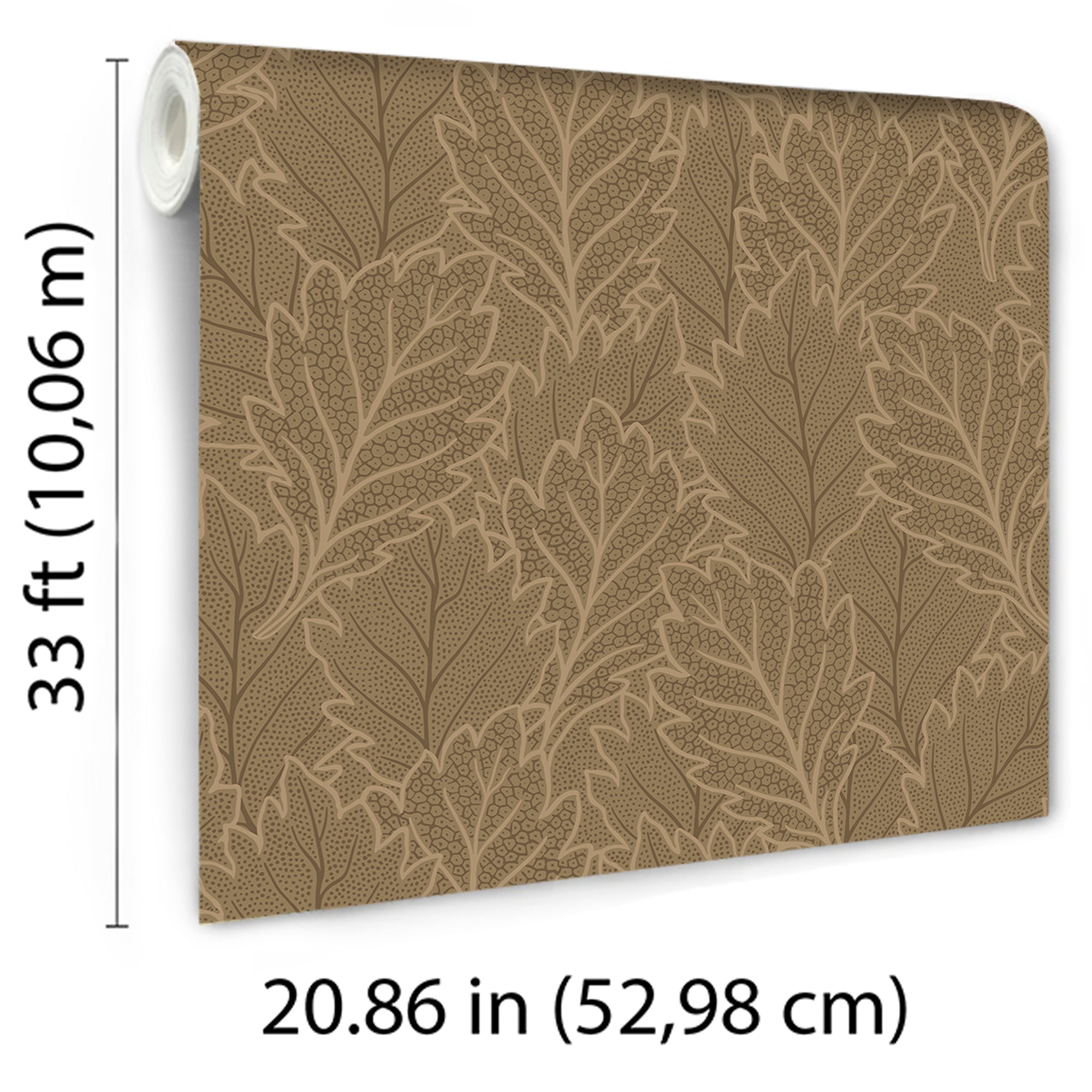 Quercus Leaves Wallpaper in brown color - pattern number 8421-ANT-AG3 - by Veer Decor in the Veer Decor 2025 Collection collection