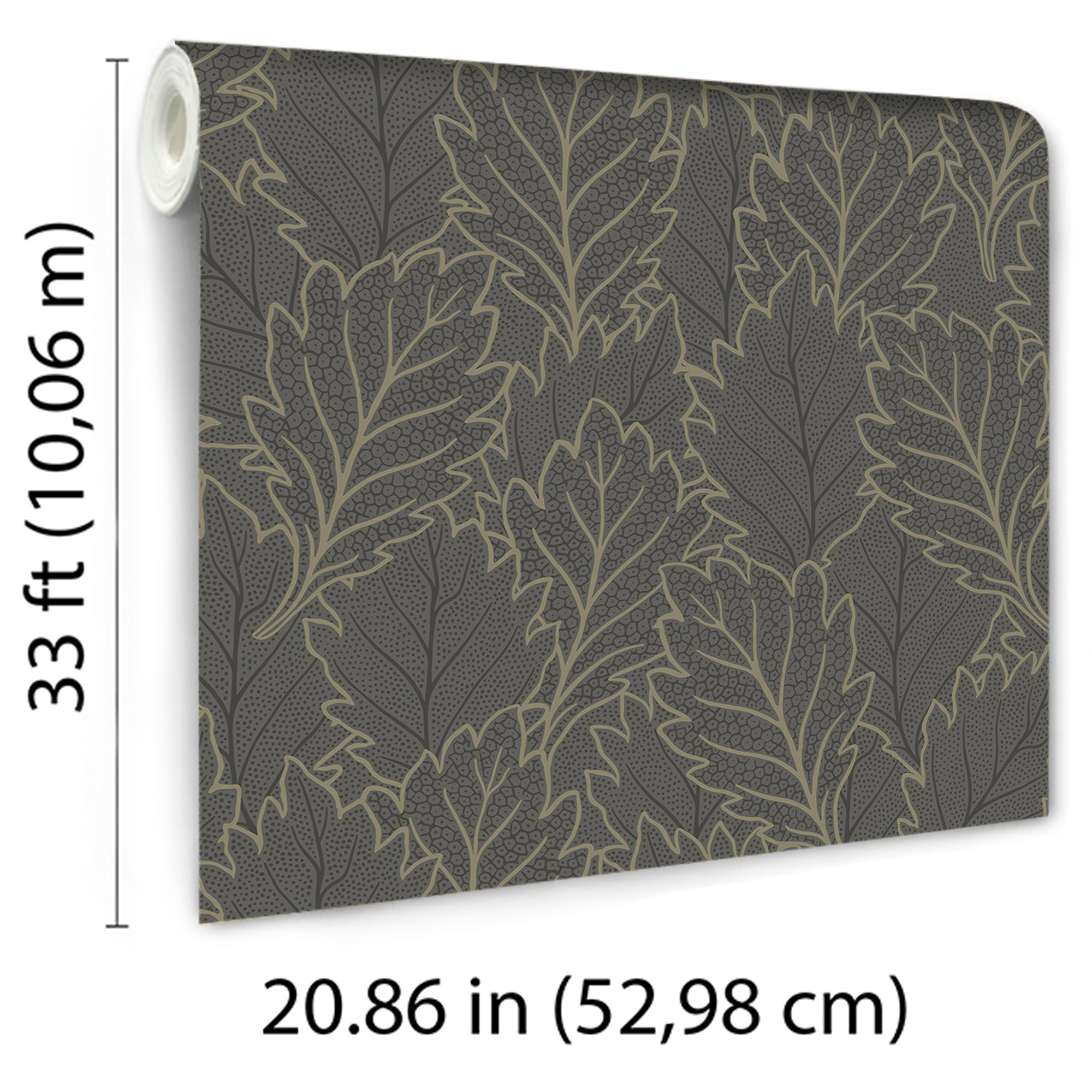 Quercus Leaves Wallpaper in gray color - pattern number 8421-ANT-AG4 - by Veer Decor in the Veer Decor 2025 Collection collection