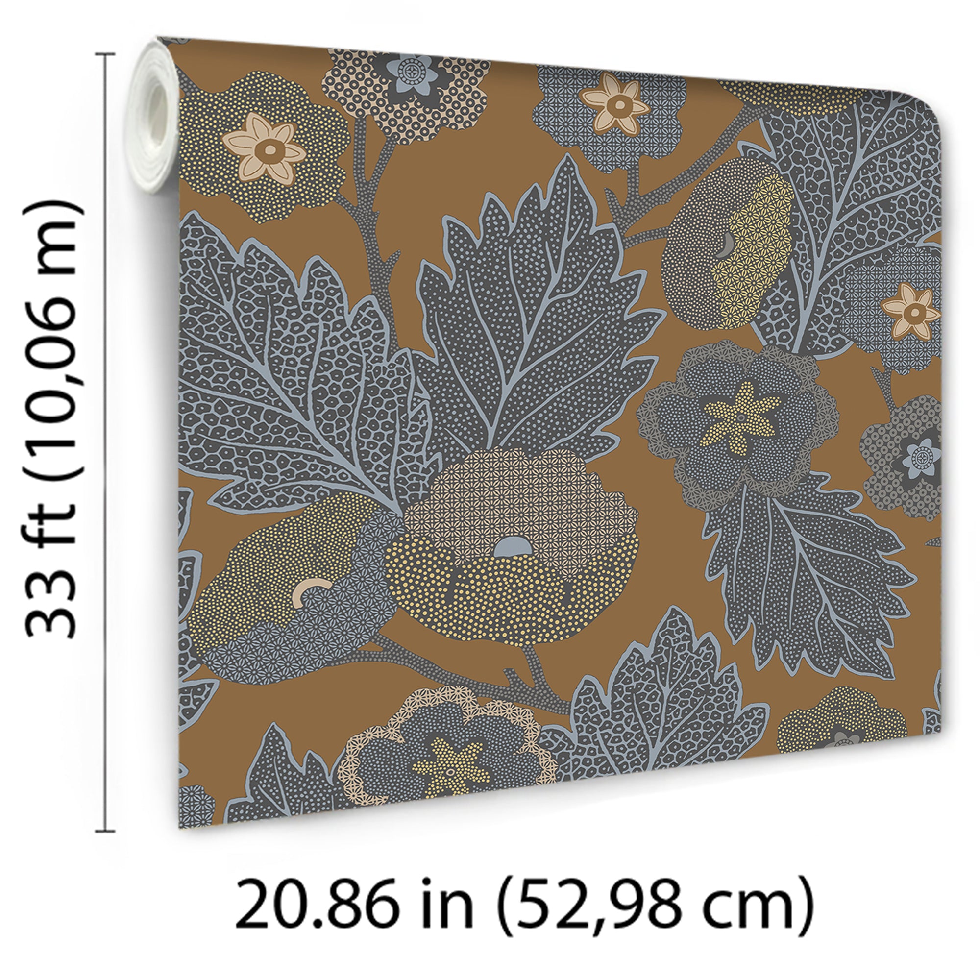 Antibes Flora Wallpaper in brown color - pattern number 8421-ANT-AH3 - by Veer Decor in the Veer Decor 2025 Collection collection