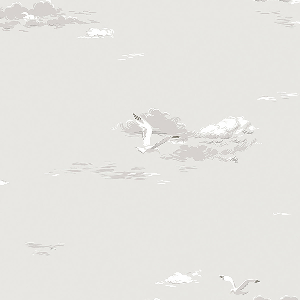 Seagulls fabric in grey color - pattern number 8857 - by Schumacher in the Borastapeter collection