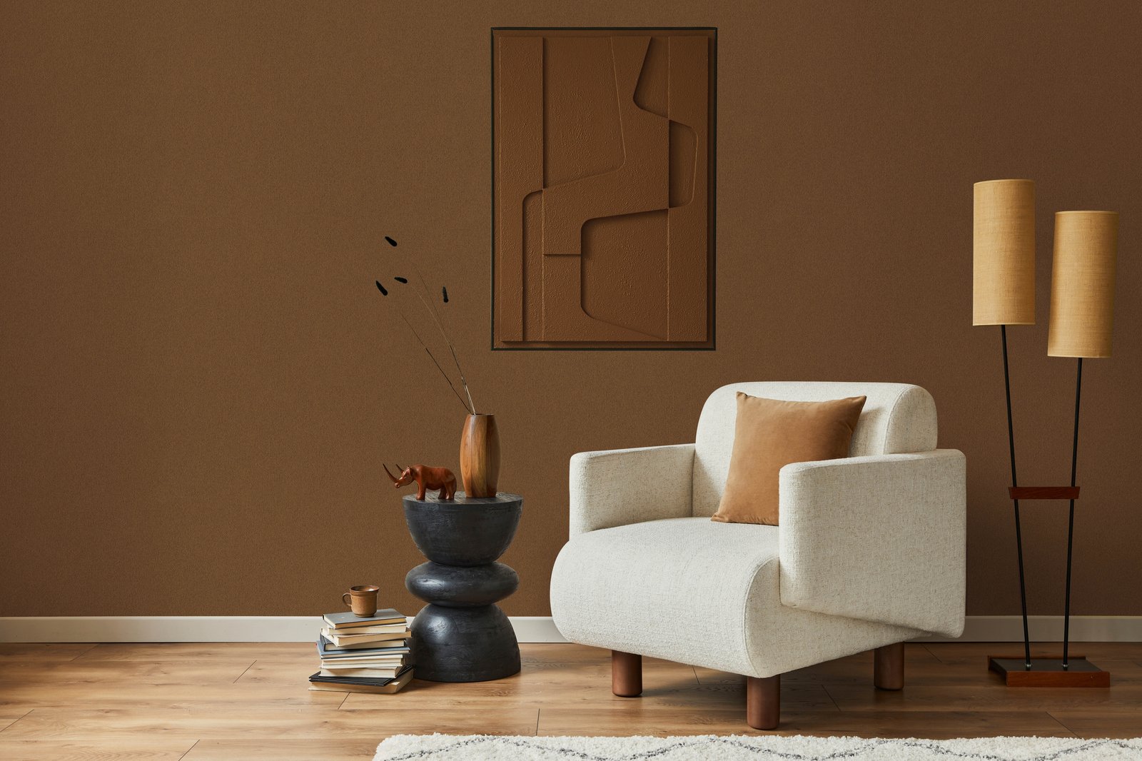 Fibre wallpaper in orange color - pattern number EN91922 - by Galerie in the Energy collection