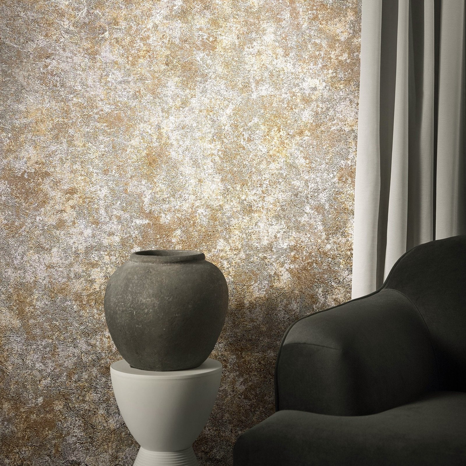 Clay wallpaper in bronze brown color - pattern number EN91928 - by Galerie in the Energy collection