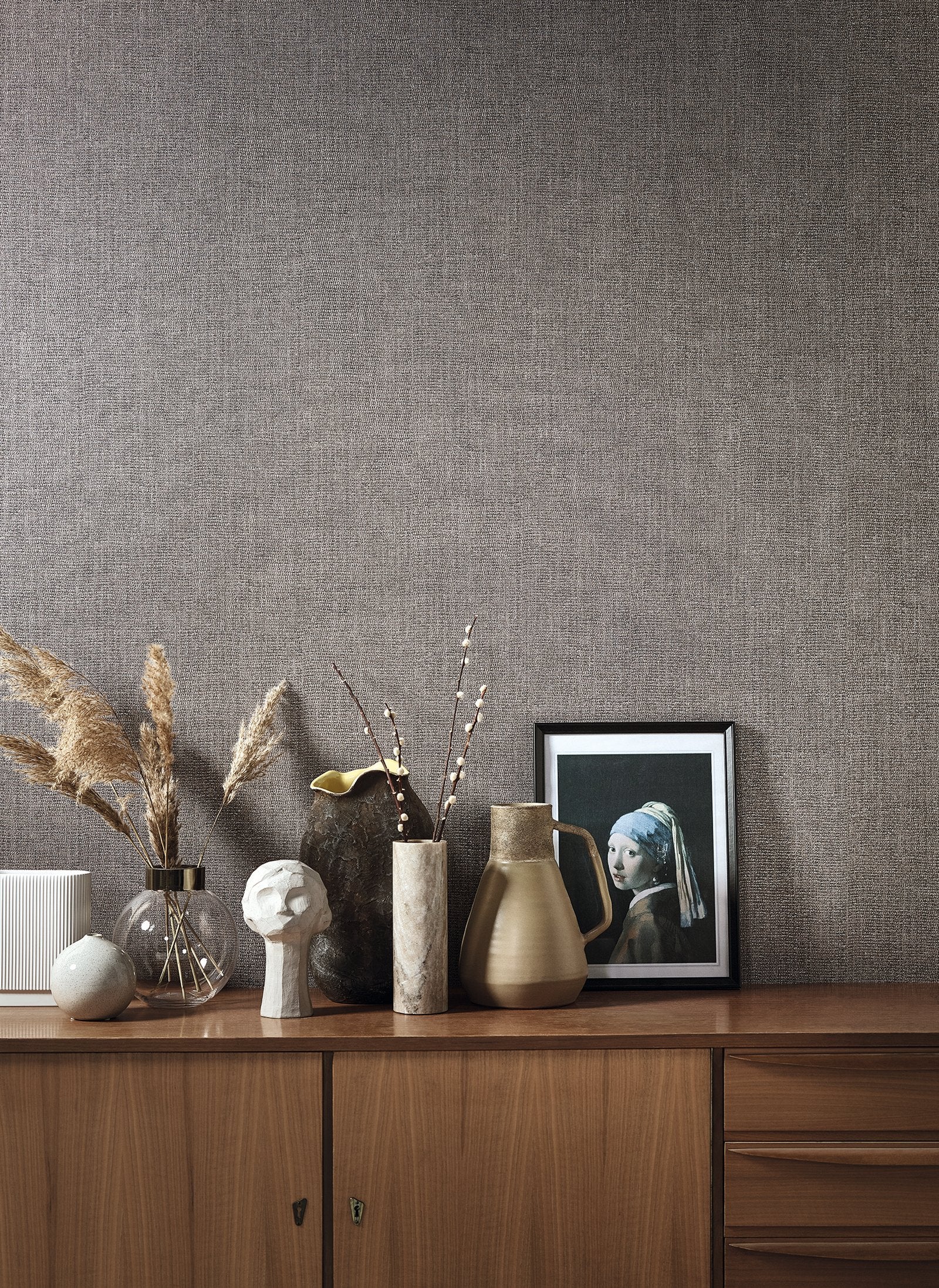 Weave wallpaper in bronze brown color - pattern number EN91930 - by Galerie in the Energy collection
