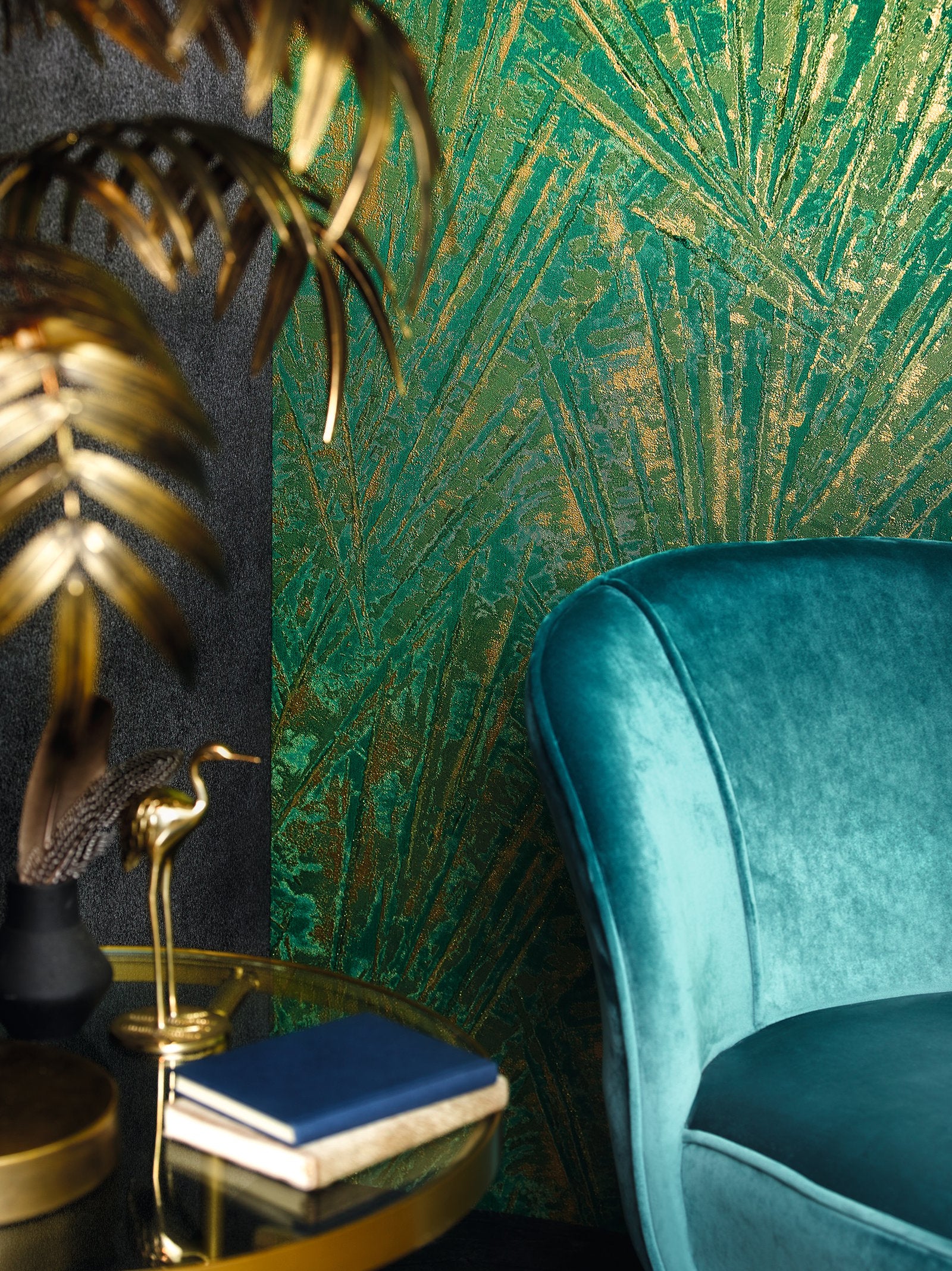 Fan Palm wallpaper in green color - pattern number EN91936 - by Galerie in the Energy collection