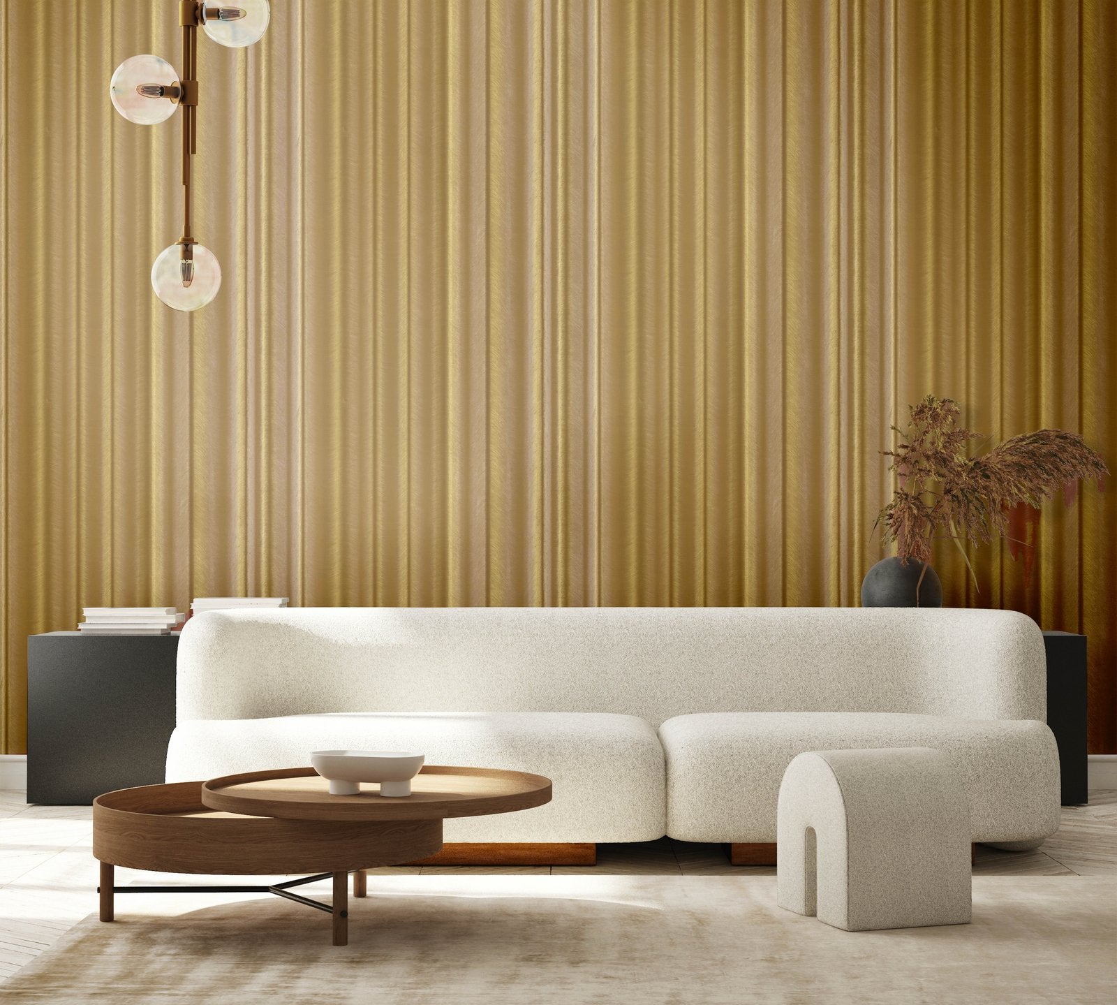 Silk Wave wallpaper in gold color - pattern number EN91950 - by Galerie in the Energy collection