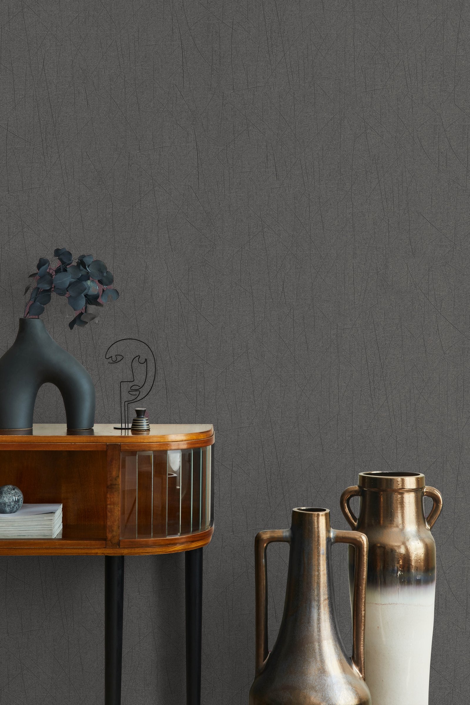 Scored wallpaper in silver grey color - pattern number EN91958 - by Galerie in the Energy collection
