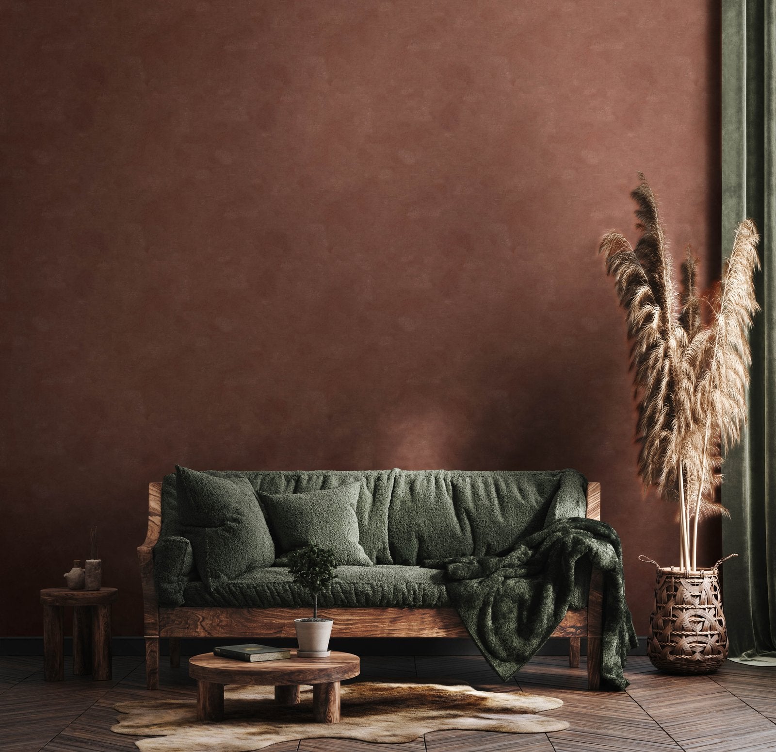 Rustic wallpaper in red color - pattern number EN91982 - by Galerie in the Energy collection