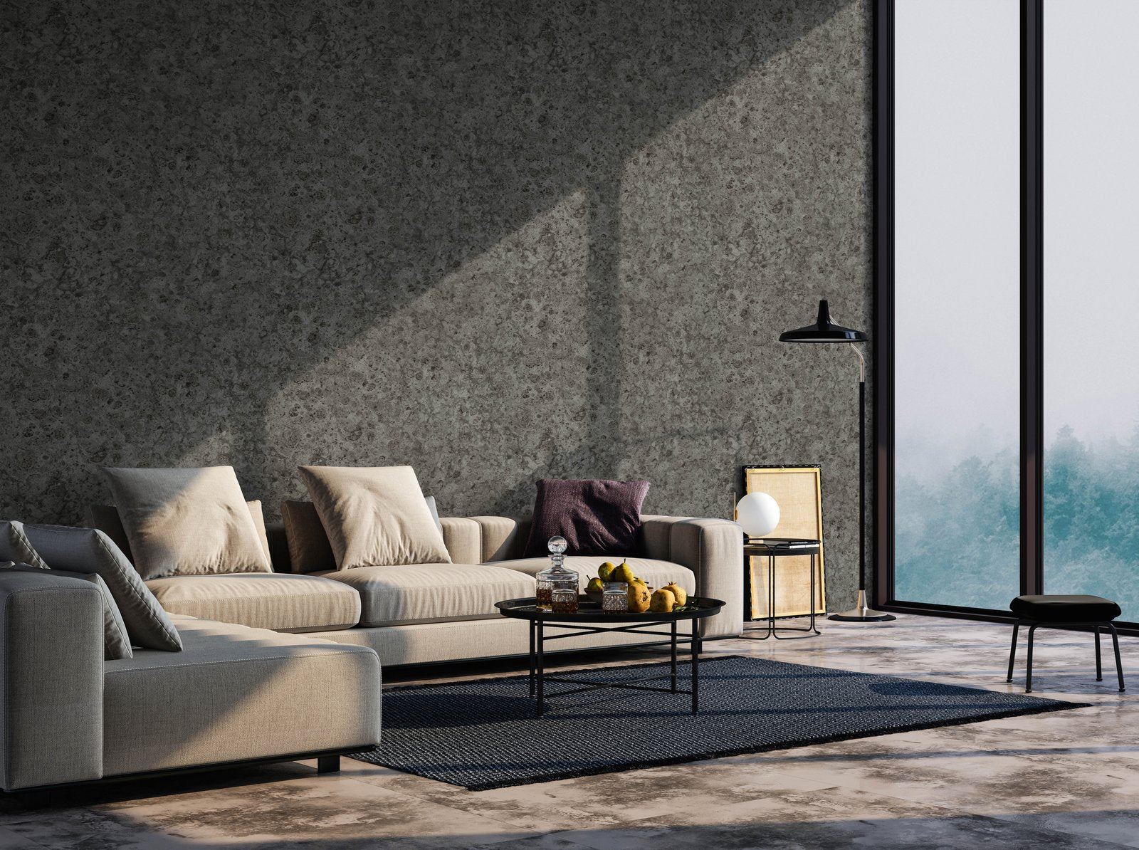 Plain Texture wallpaper in black color - pattern number AI95012 - by Galerie in the Air collection
