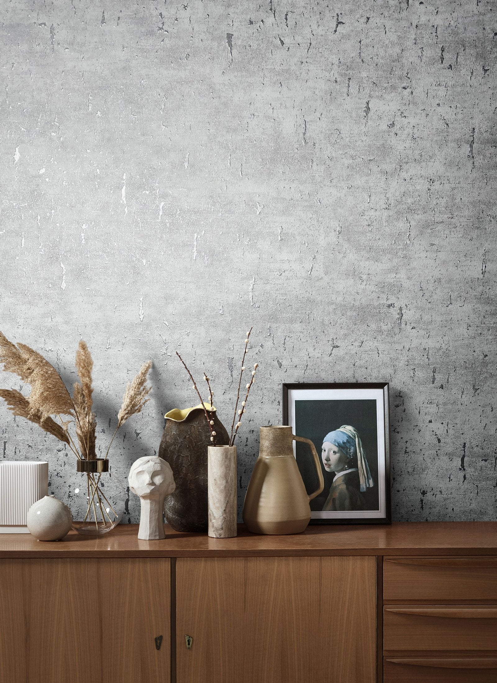Plain Texture wallpaper in silver grey color - pattern number AI95035 - by Galerie in the Air collection