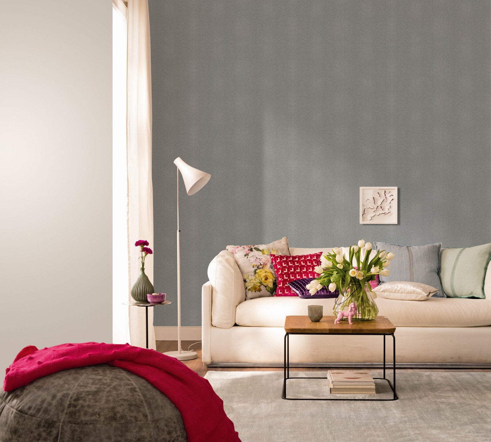 Plain Texture wallpaper in silver grey color - pattern number AI95055 - by Galerie in the Air collection