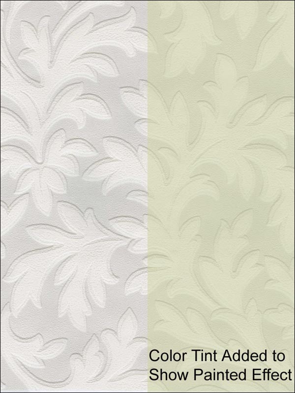 High Leaf Paintable fabric in white color - pattern number 437-RD80026 - by Kenneth James in the Anaglypta X collection