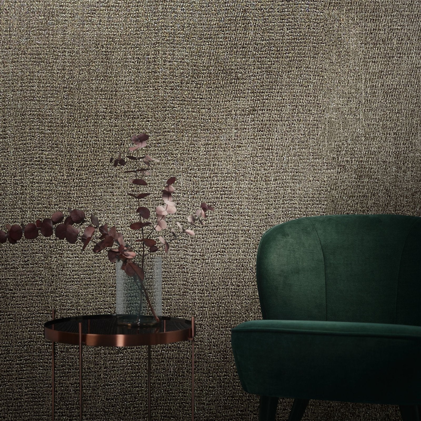 Weave wallpaper in bronze brown color - pattern number EA99119 - by Galerie in the Earth collection