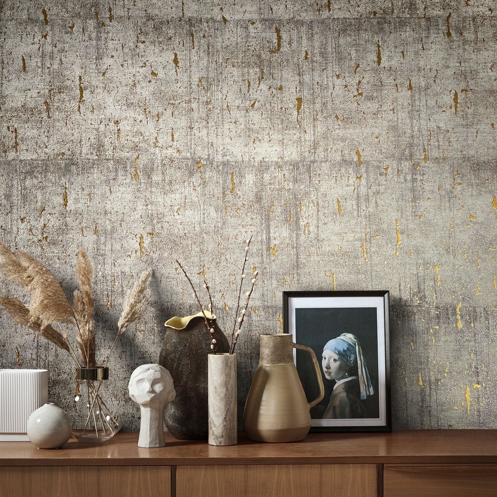 Aged Concrete wallpaper in bronze brown color - pattern number EA99120 - by Galerie in the Earth collection