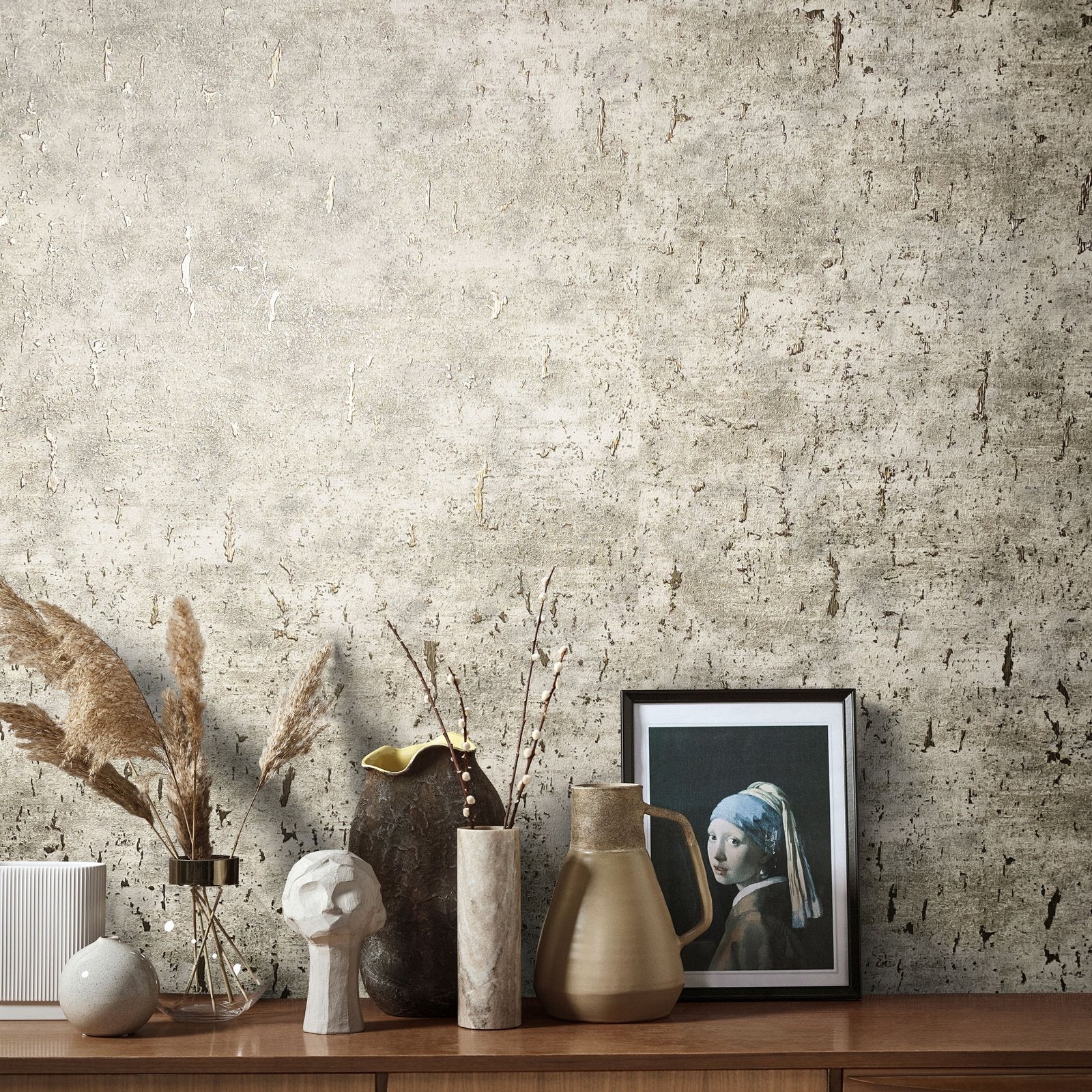 Cork wallpaper in beige color - pattern number EA99124 - by Galerie in the Earth collection