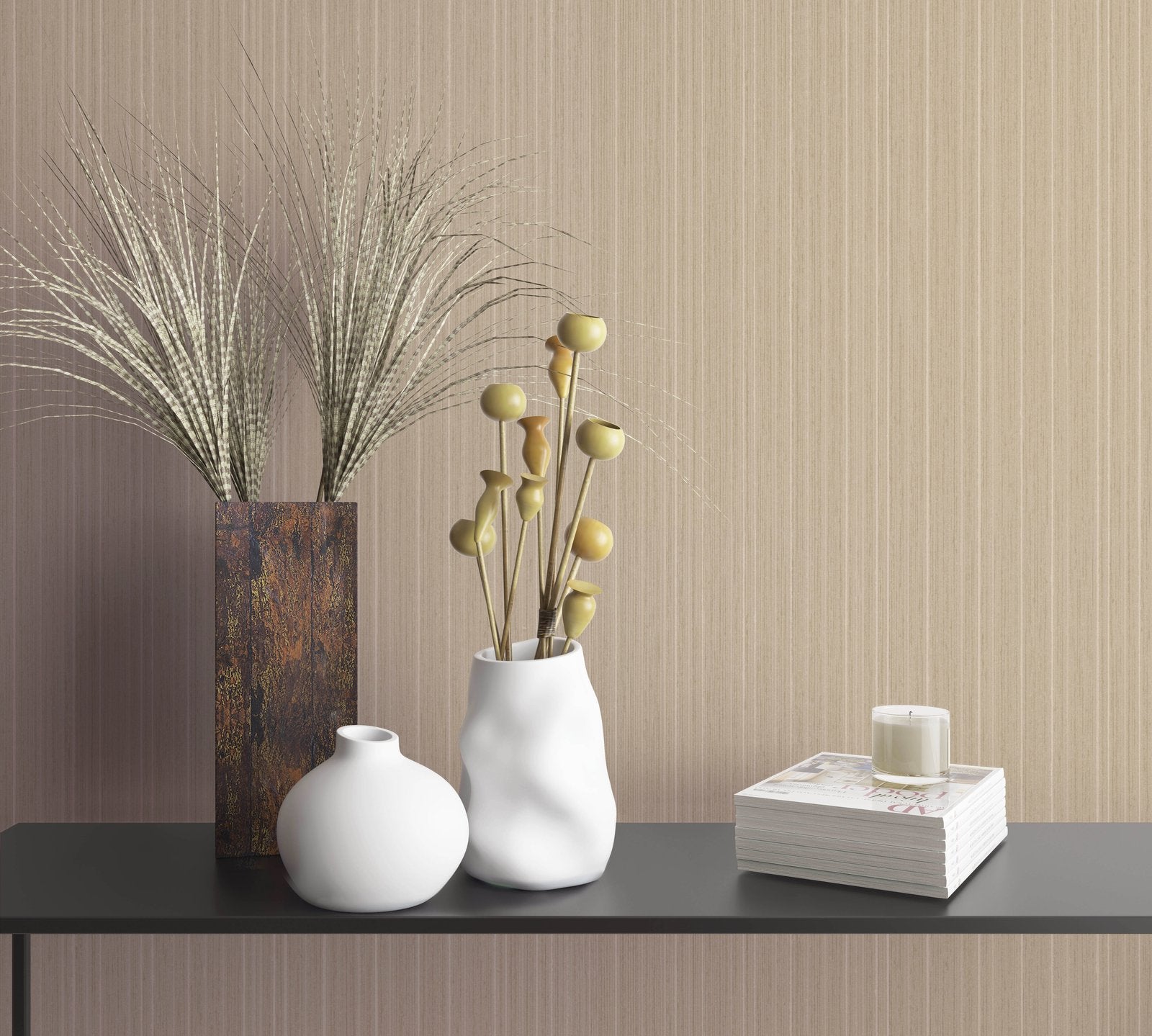 Silk Stripe wallpaper in rose gold color - pattern number EA99157 - by Galerie in the Earth collection