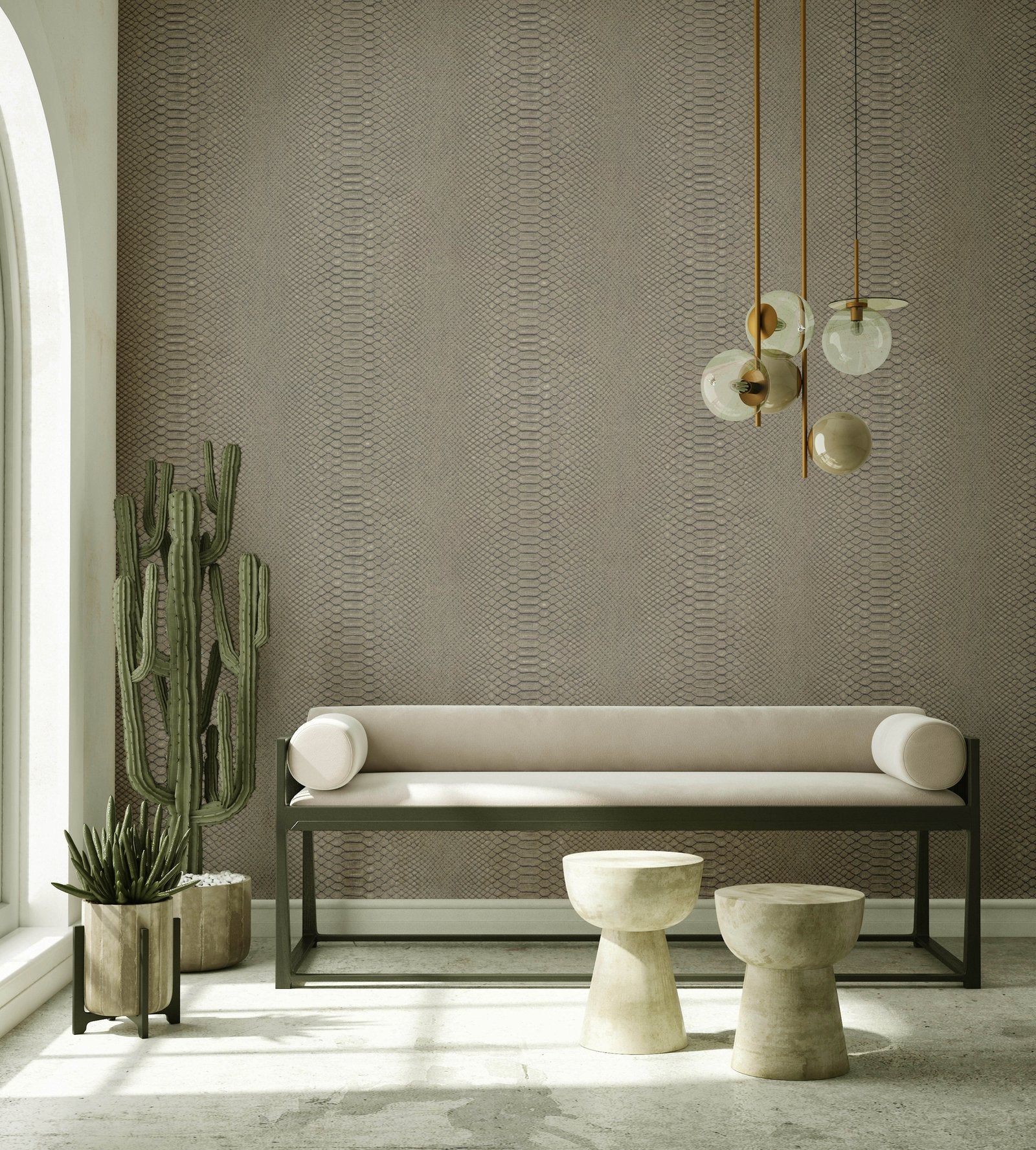 Snake Skin wallpaper in bronze brown color - pattern number EA99179 - by Galerie in the Earth collection