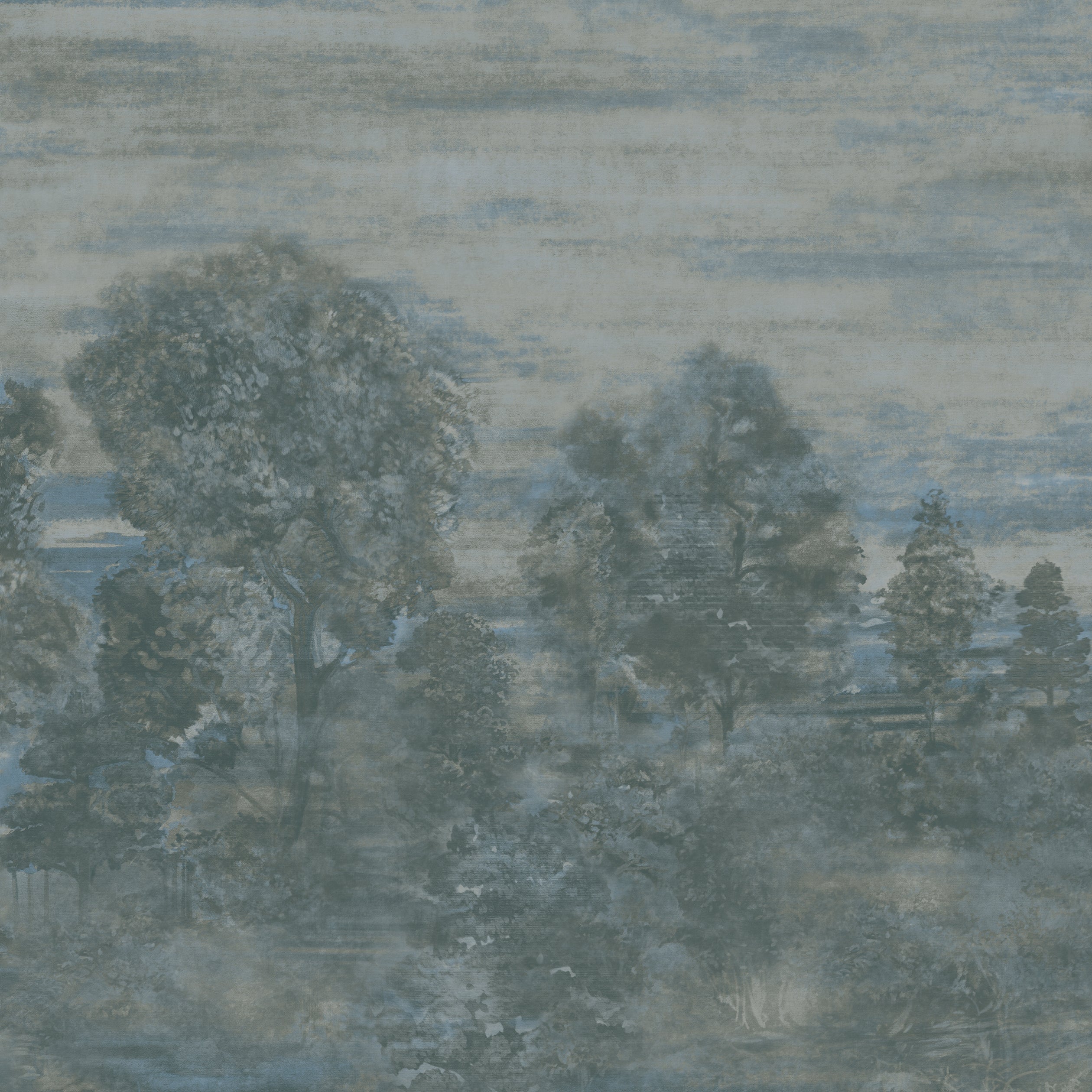 Shakespreare 3 Panel mural in blue color - pattern number 9940 - by Armani Casa in the Inspired Moods collection