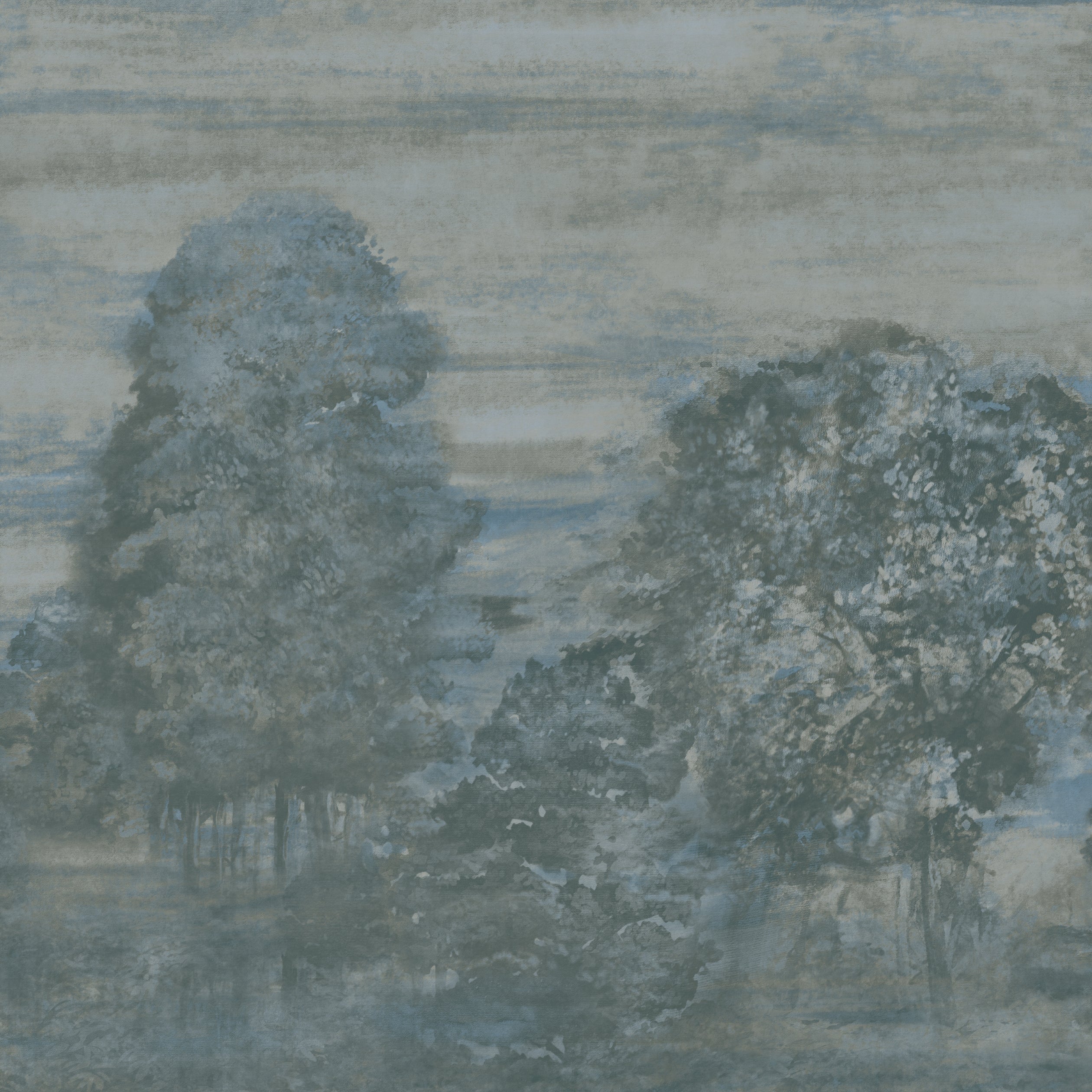 Shakespreare 3 Panel mural in blue color - pattern number 9941 - by Armani Casa in the Inspired Moods collection