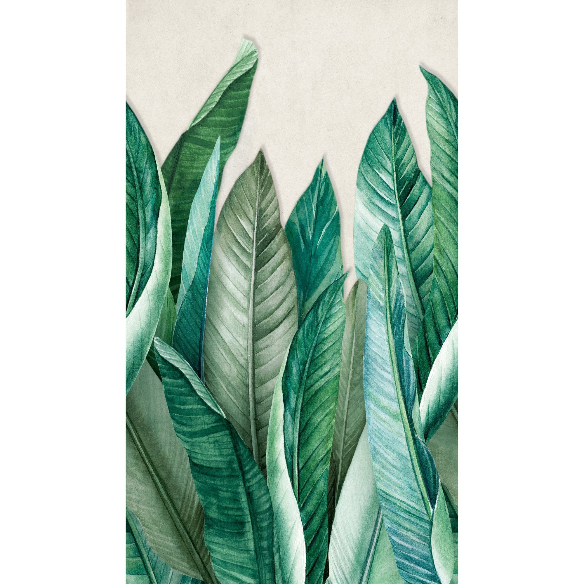 Branched Leaves All-over 3 Panel Mural in green color - pattern number A39501 - by Grandeco in the Orom II collection