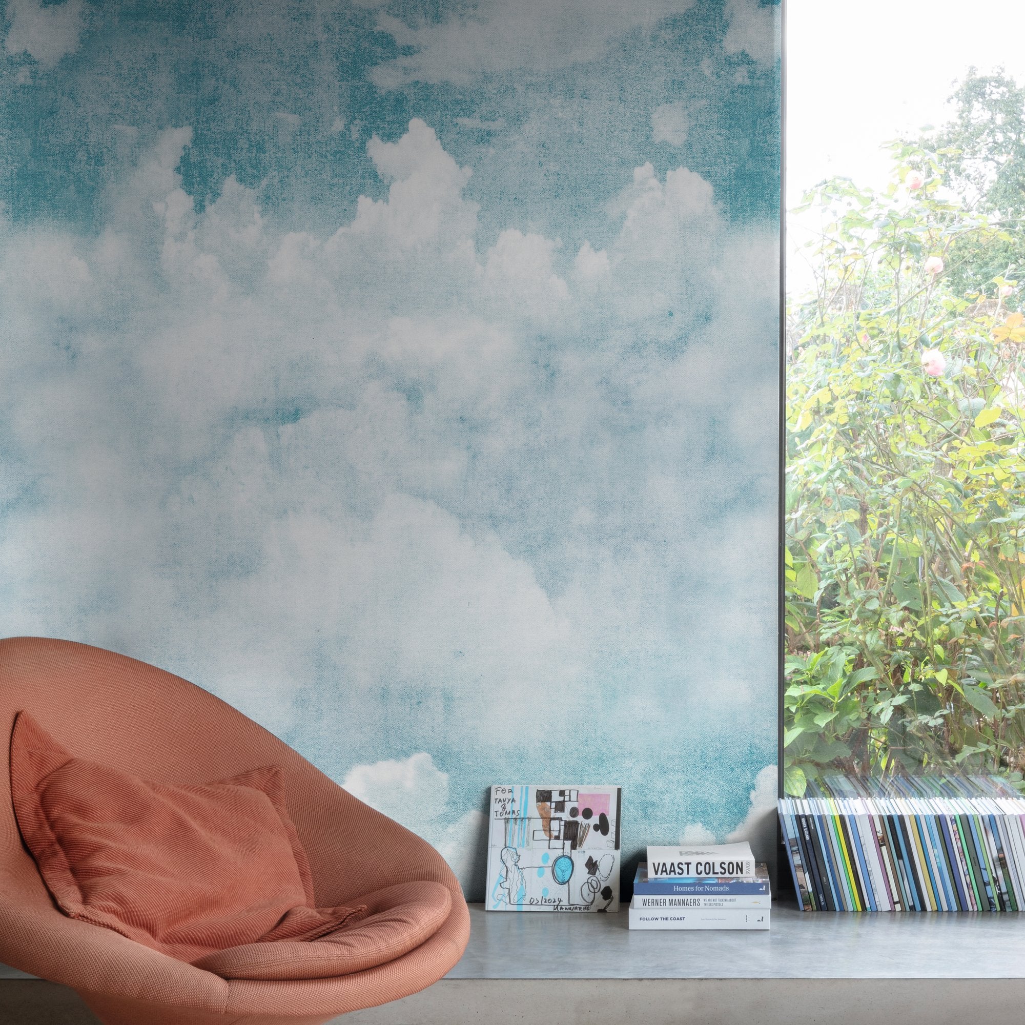 Photographic Motive 3 Panel Mural in blue color - pattern number A42501 - by Grandeco in the Orom II collection