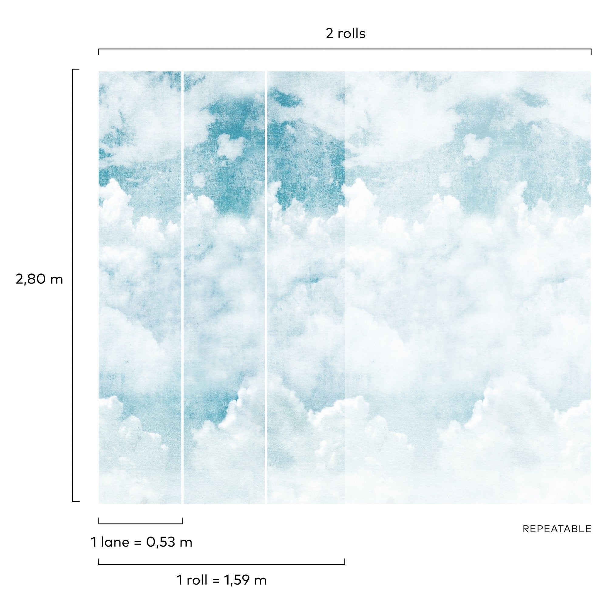 Photographic Motive 3 Panel Mural in blue color - pattern number A42501 - by Grandeco in the Orom II collection