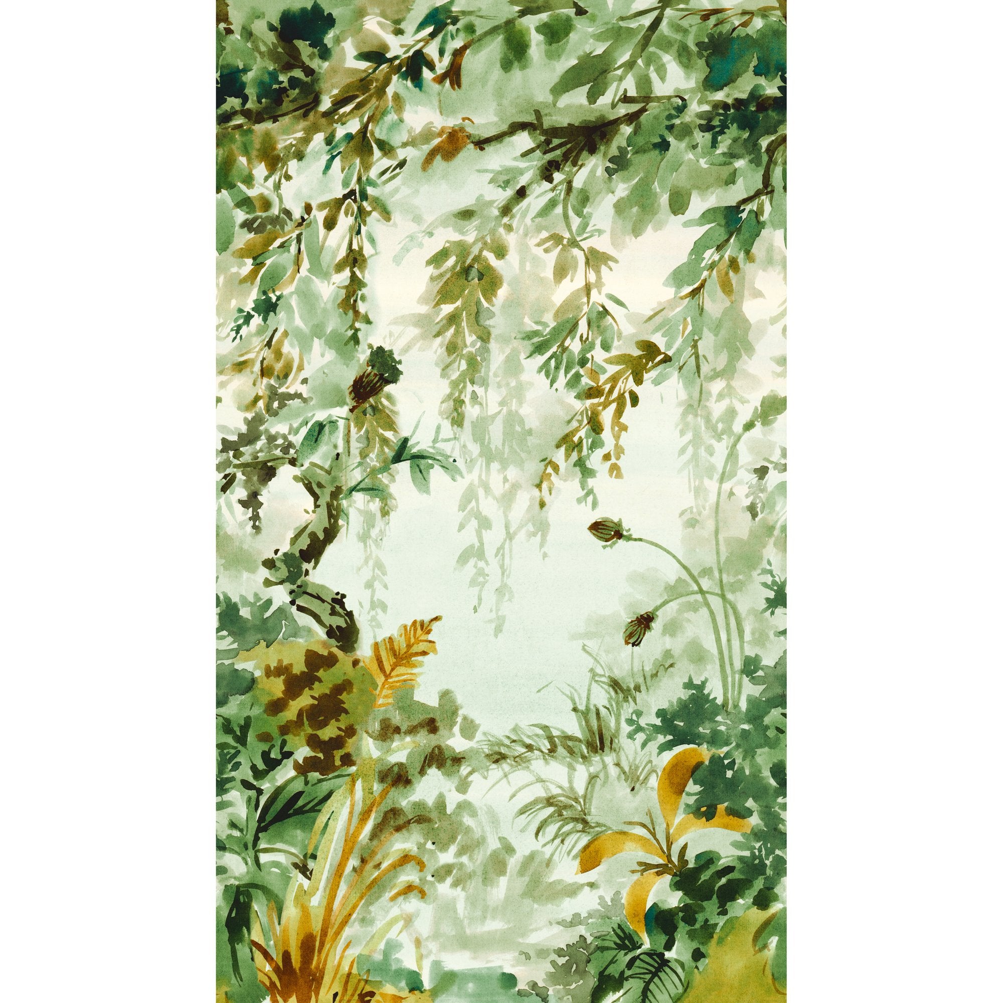 Photographic All-over Print 3 Panel Mural in green color - pattern number A52201 - by Grandeco in the Orom II collection