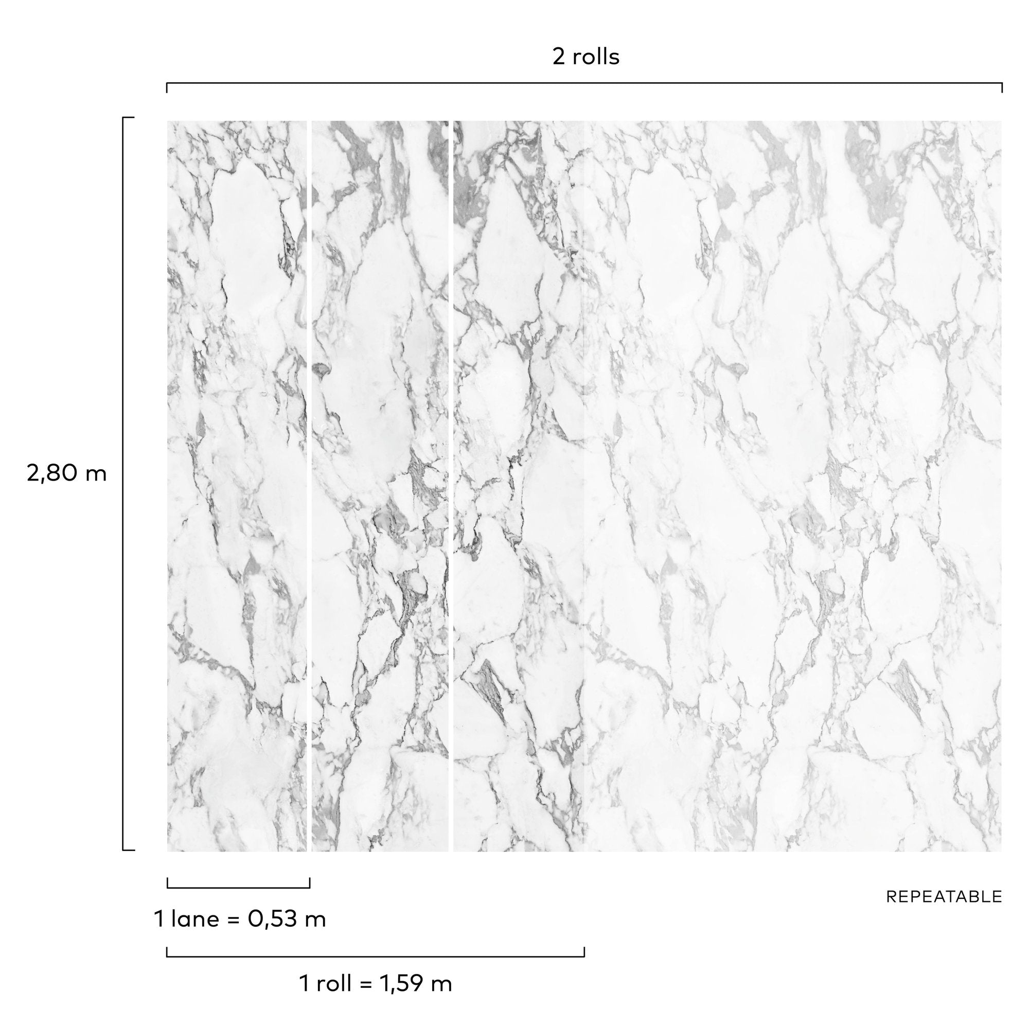 Marble Plain 3 Panel Mural in white color - pattern number A52501 - by Grandeco in the Orom II collection