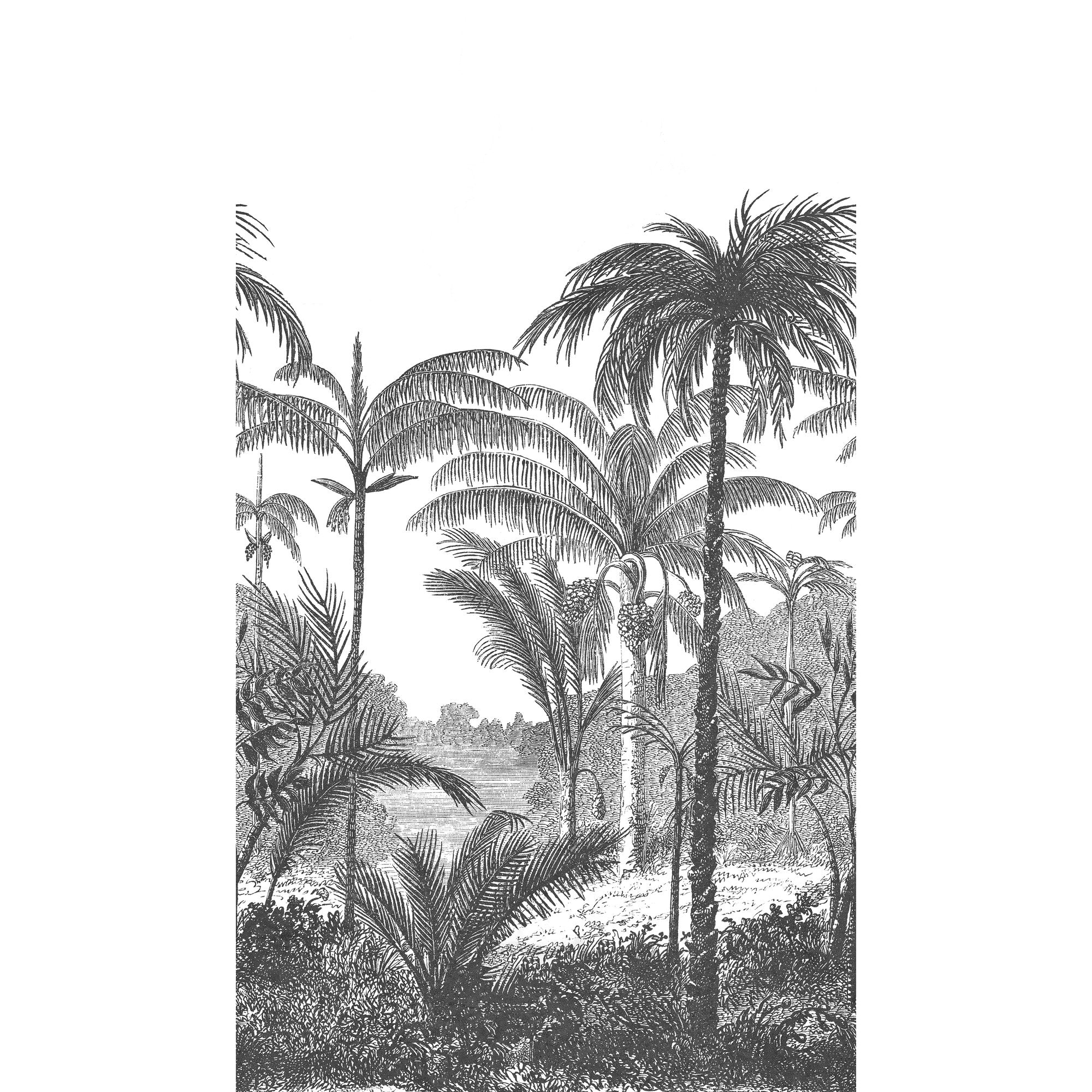 Trees Motive 3 Panel Mural in black color - pattern number A58201 - by Grandeco in the Orom II collection