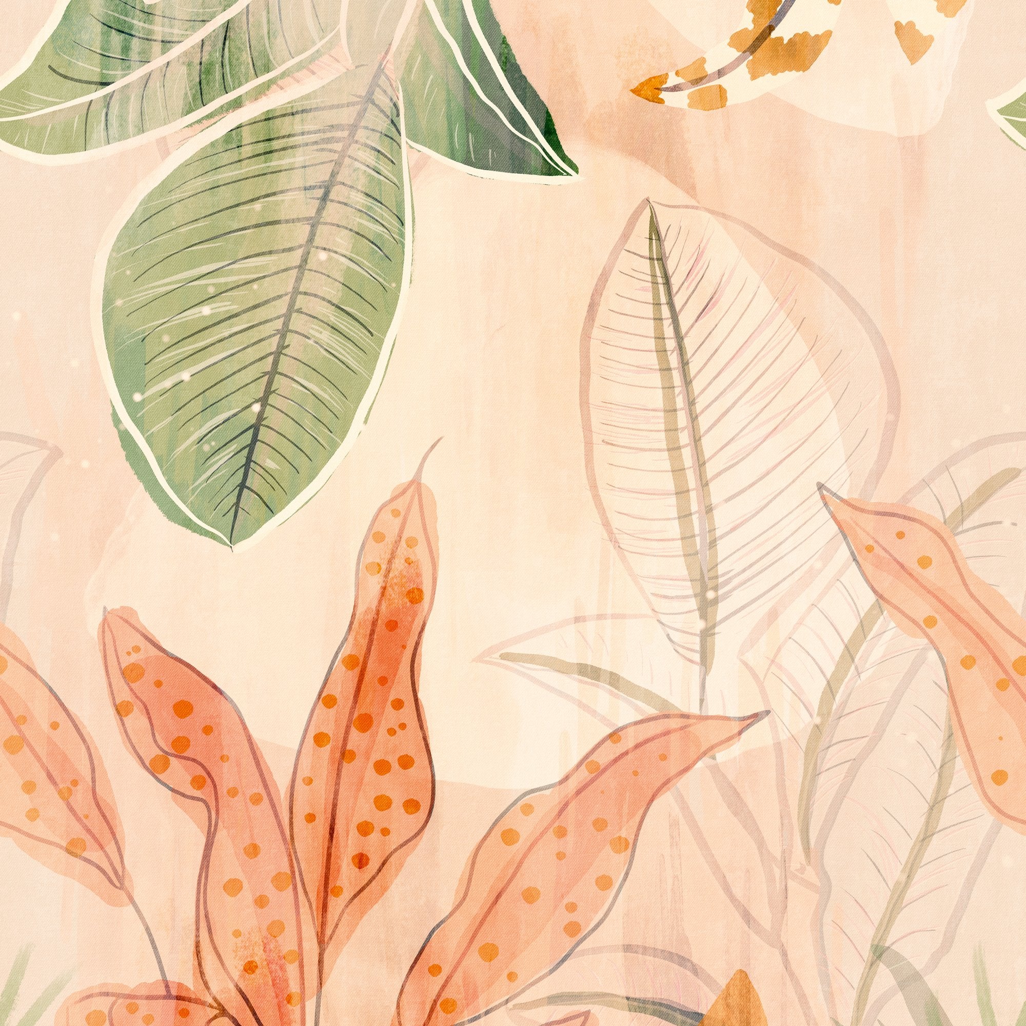 Stylish floral Motifs 3 Panel Mural in orange color - pattern number A60701 - by Grandeco in the Orom II collection