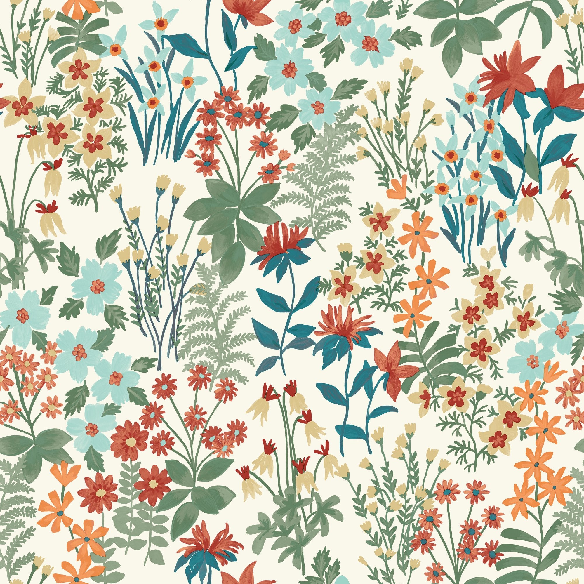 Classical Floral All-over Wallpaper in multi-colored color - pattern number ARA70902 - by Grandeco in the Arcadia collection