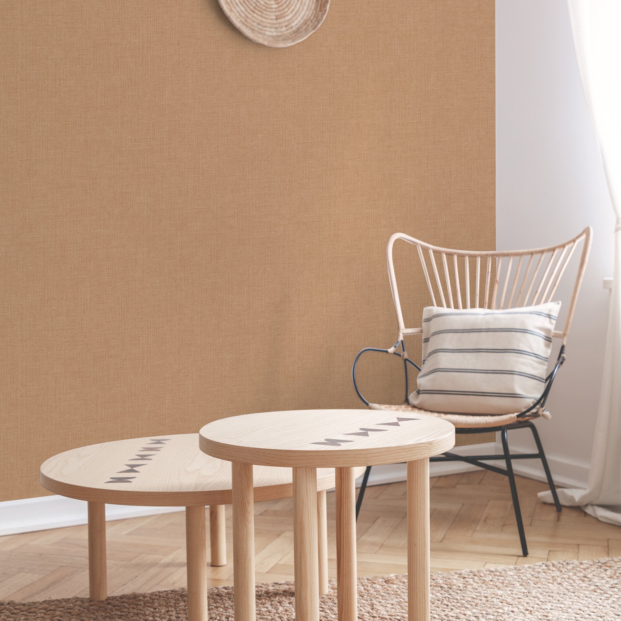 Textile Plain Wallpaper in orange color - pattern number INA71010 - by Grandeco in the Inia collection