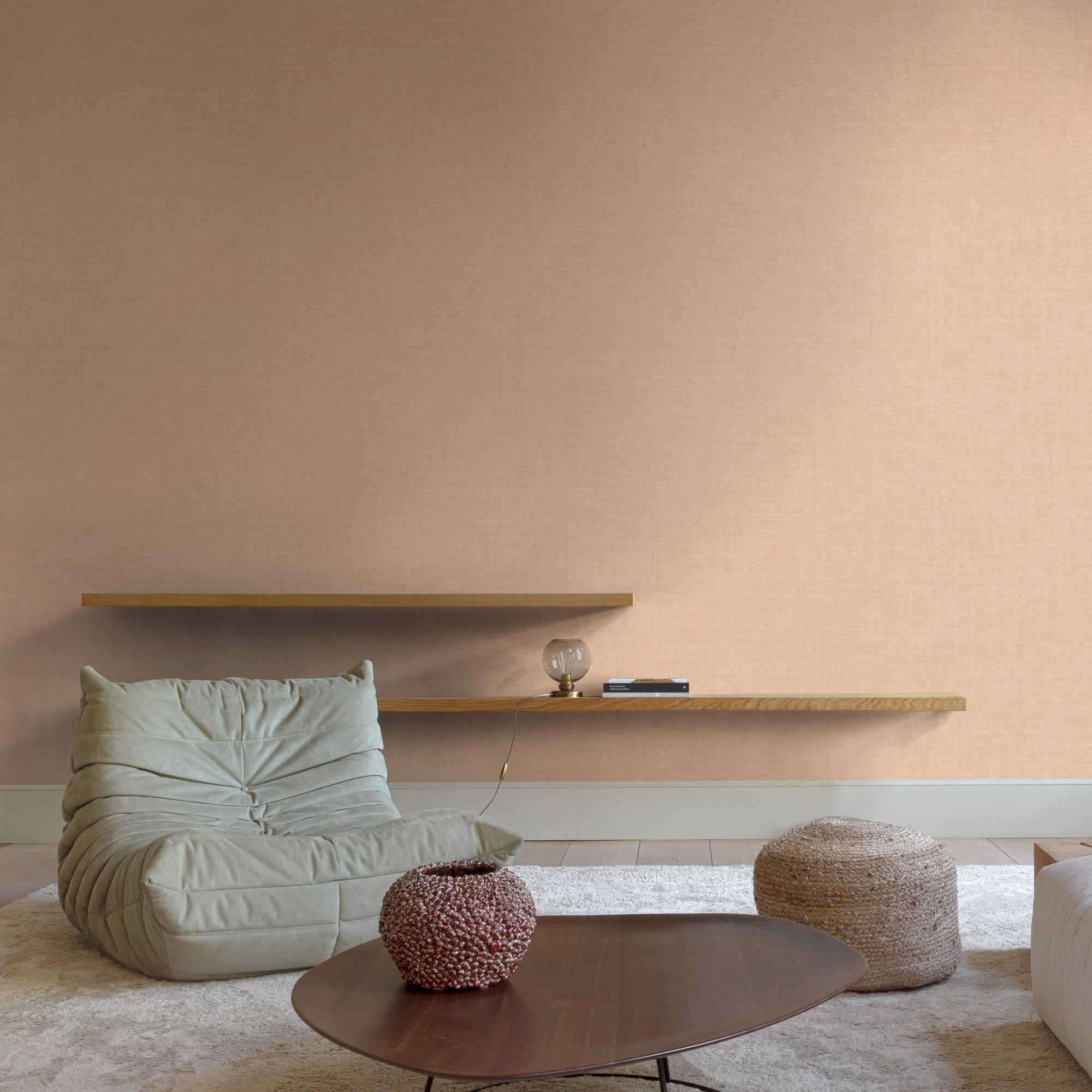 Textile Plain Wallpaper in pink color - pattern number INA71012 - by Grandeco in the Inia collection