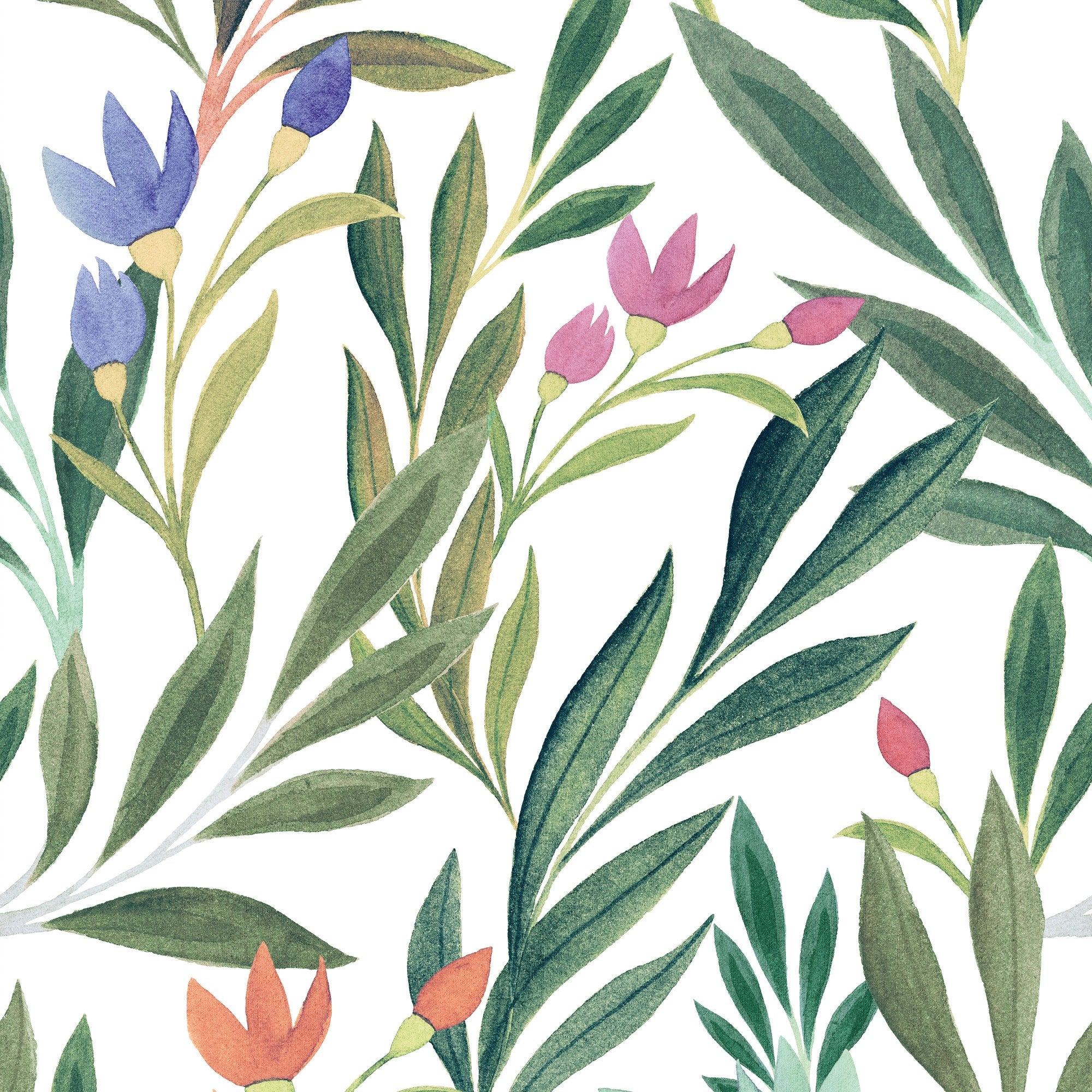 Classical Floral All-over 3 Panel Mural in green color - pattern number A72801 - by Grandeco in the Orom II collection