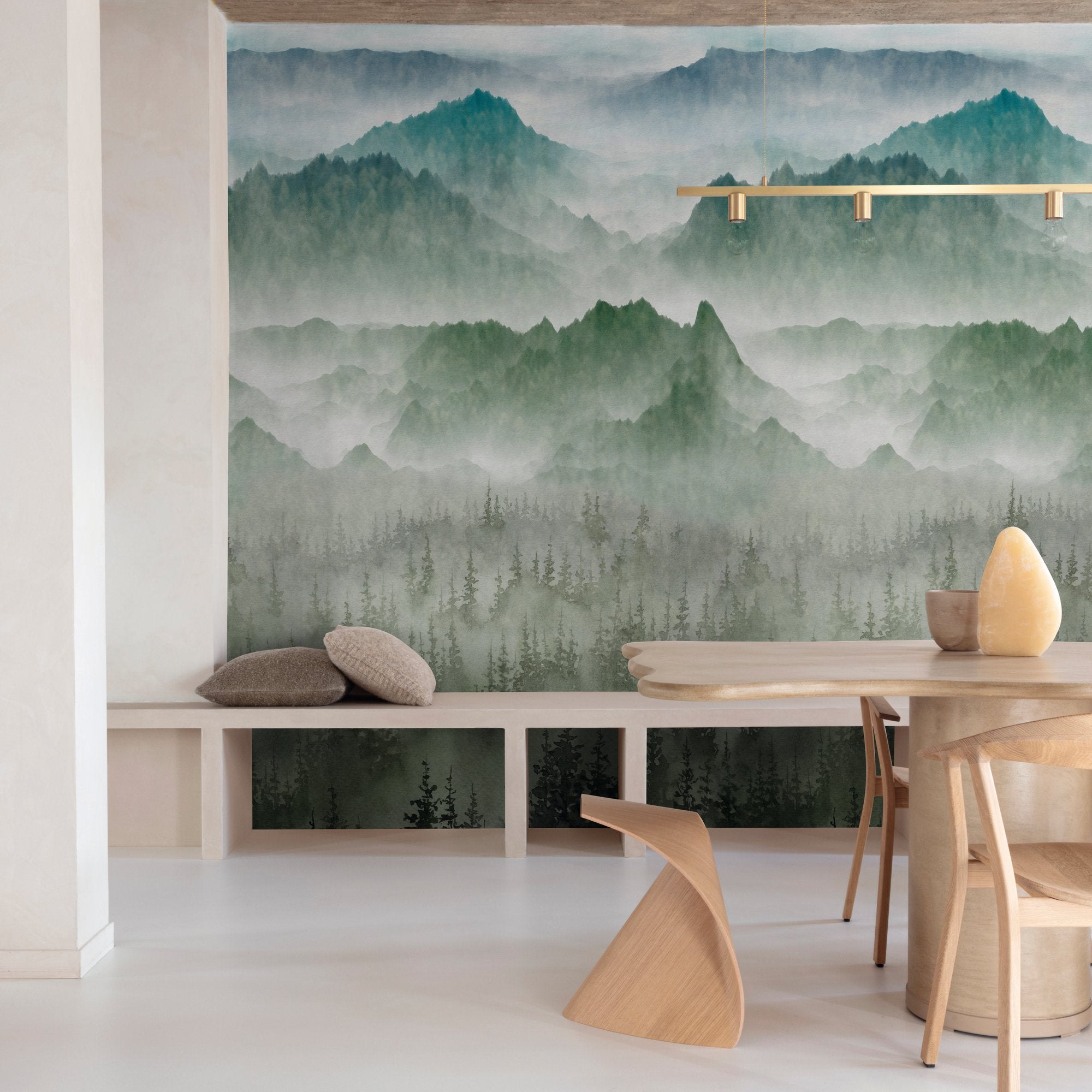 Photographic All-over Print 3 Panel Mural in green color - pattern number A73601 - by Grandeco in the Orom II collection