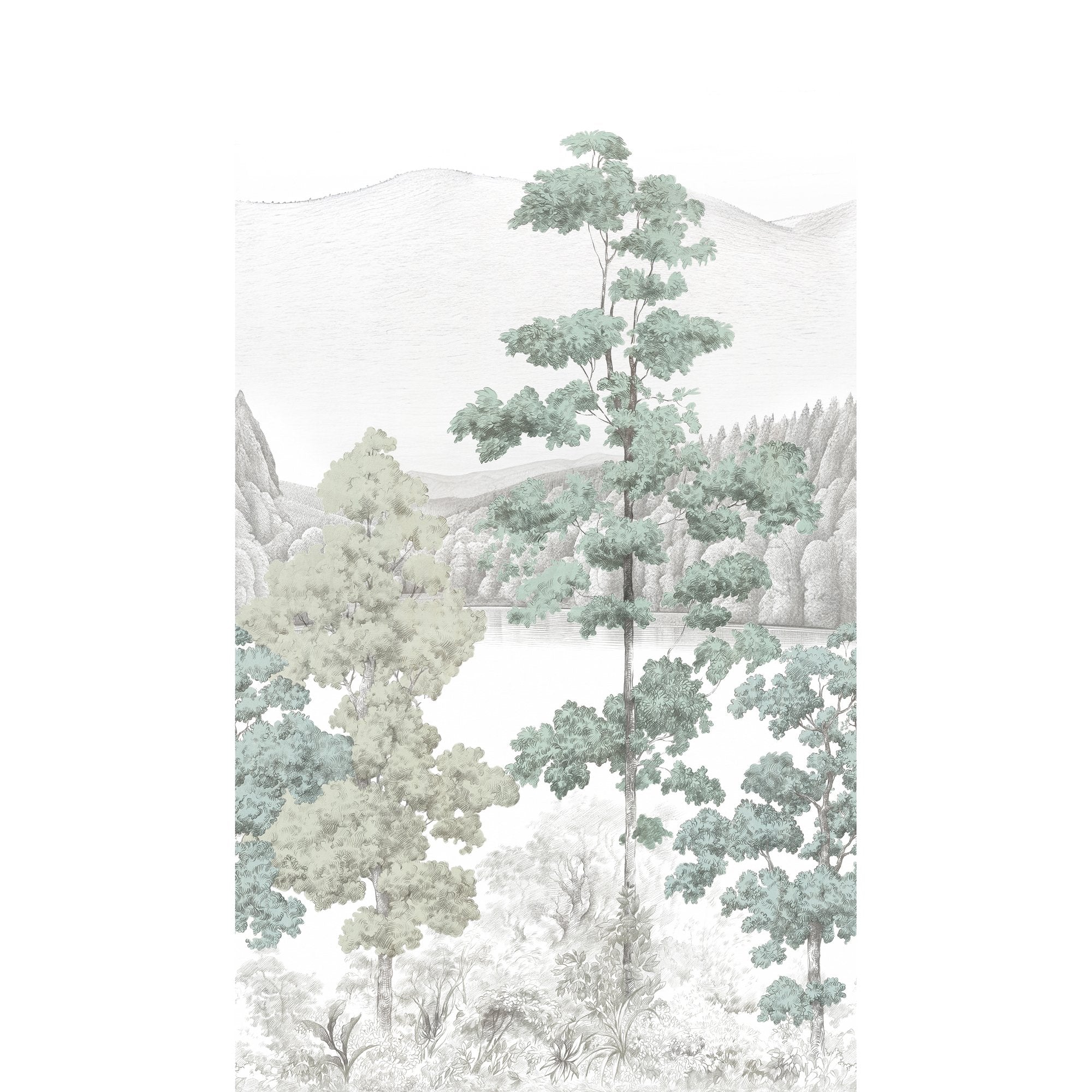 Photographic All-over Print 3 Panel Mural in green color - pattern number A73701 - by Grandeco in the Orom II collection
