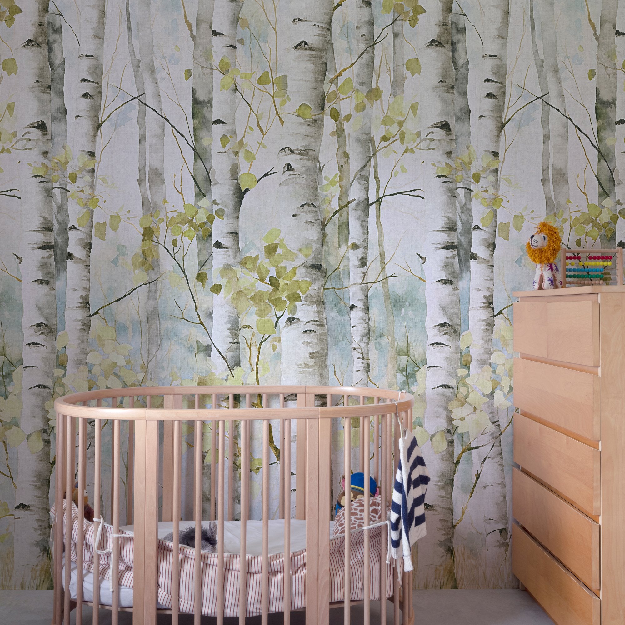 Trees all-over 3 Panel Mural in multi-colored color - pattern number A77301 - by Grandeco in the Orom II collection