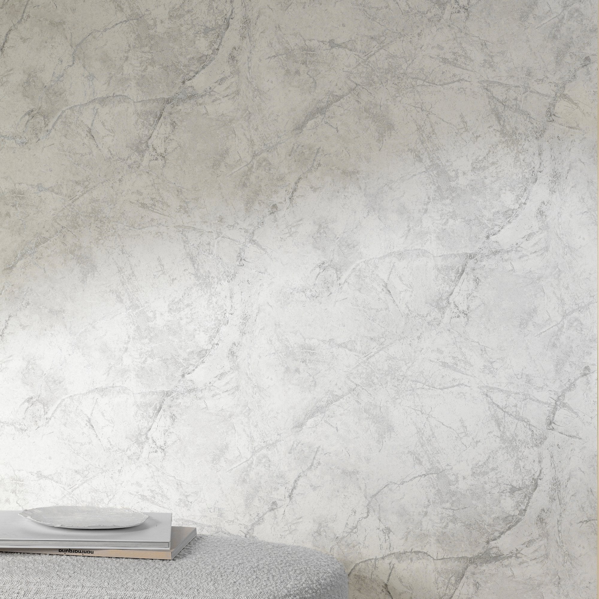 Marble Plain Wallpaper in white color - pattern number A78001 - by Grandeco in the Textured Vibes collection
