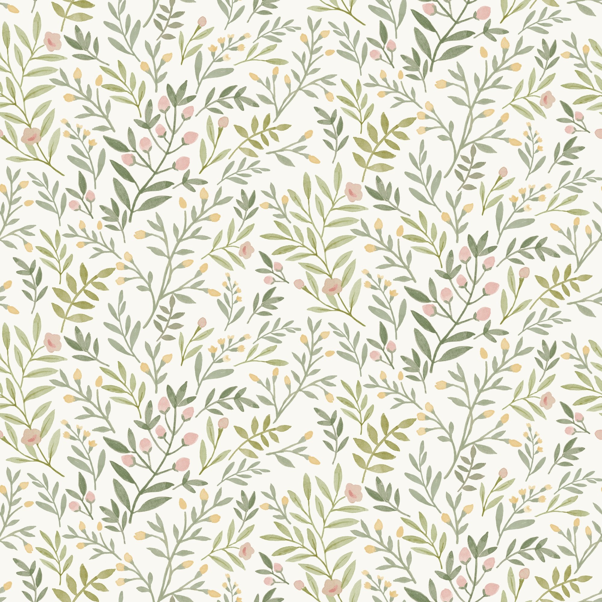 Classical Floral All-over Wallpaper in green color - pattern number INA78801 - by Grandeco in the Inia collection