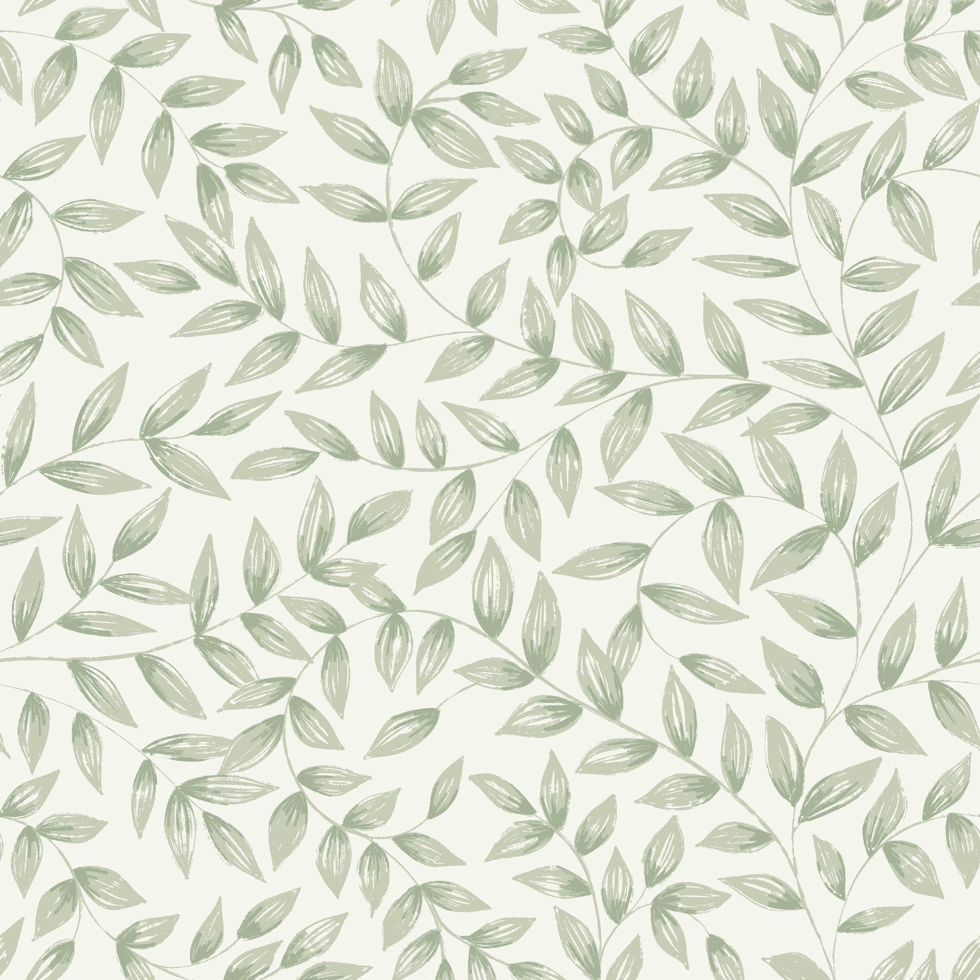 Branched Leaves All-over Wallpaper in green color - pattern number INA79202 - by Grandeco in the Inia collection
