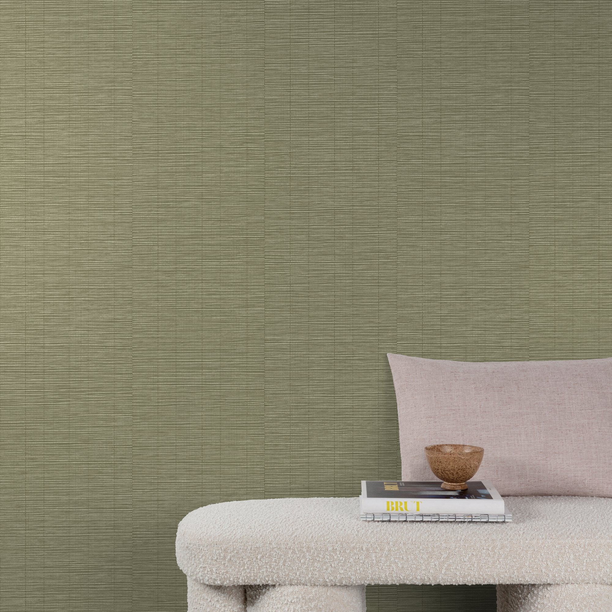 Textile Plain Wallpaper in green color - pattern number A80305 - by Grandeco in the Structured Walls collection